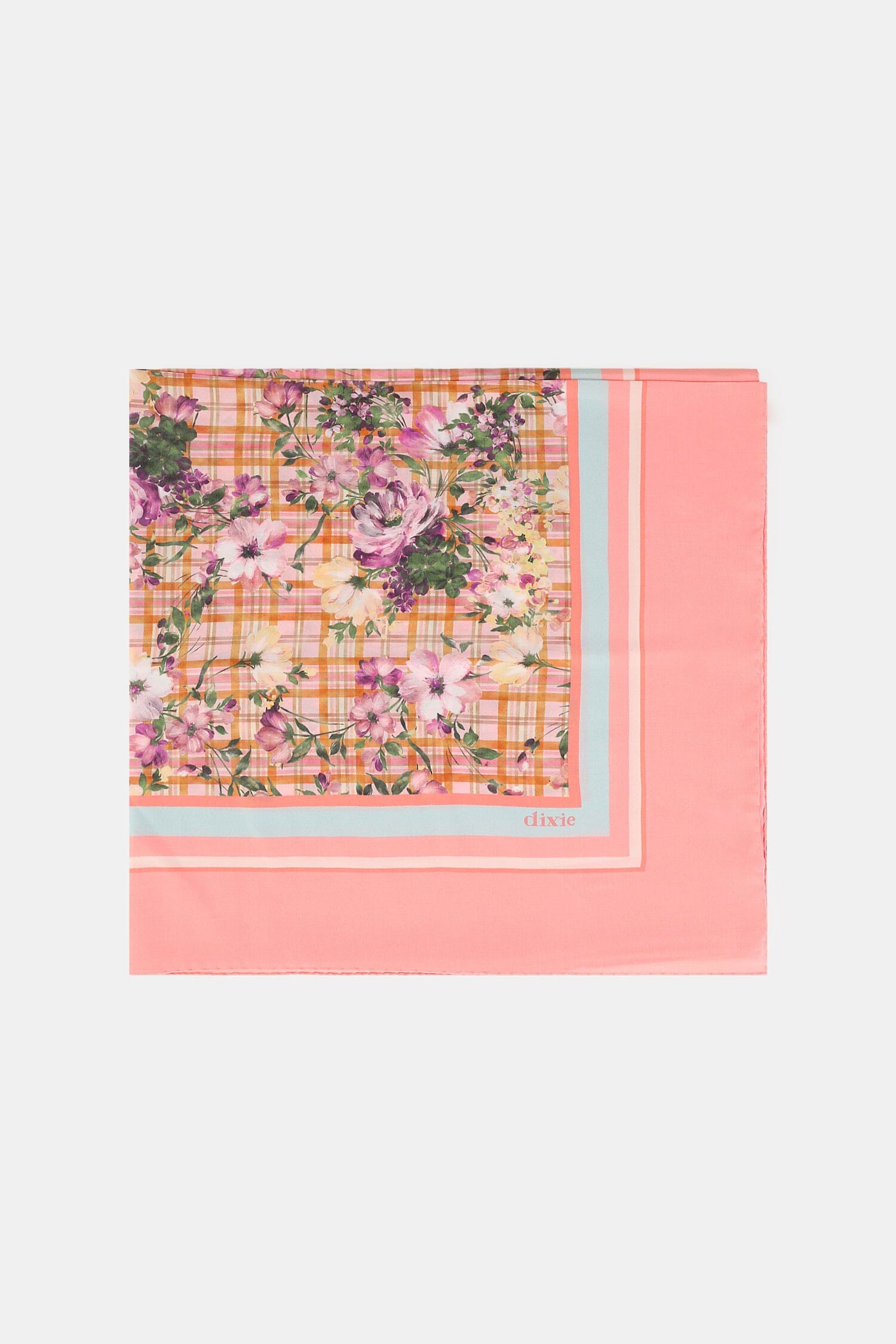 Foulard Quadrato Con Fantasia Floreale E Bordo A Contrasto Dixie