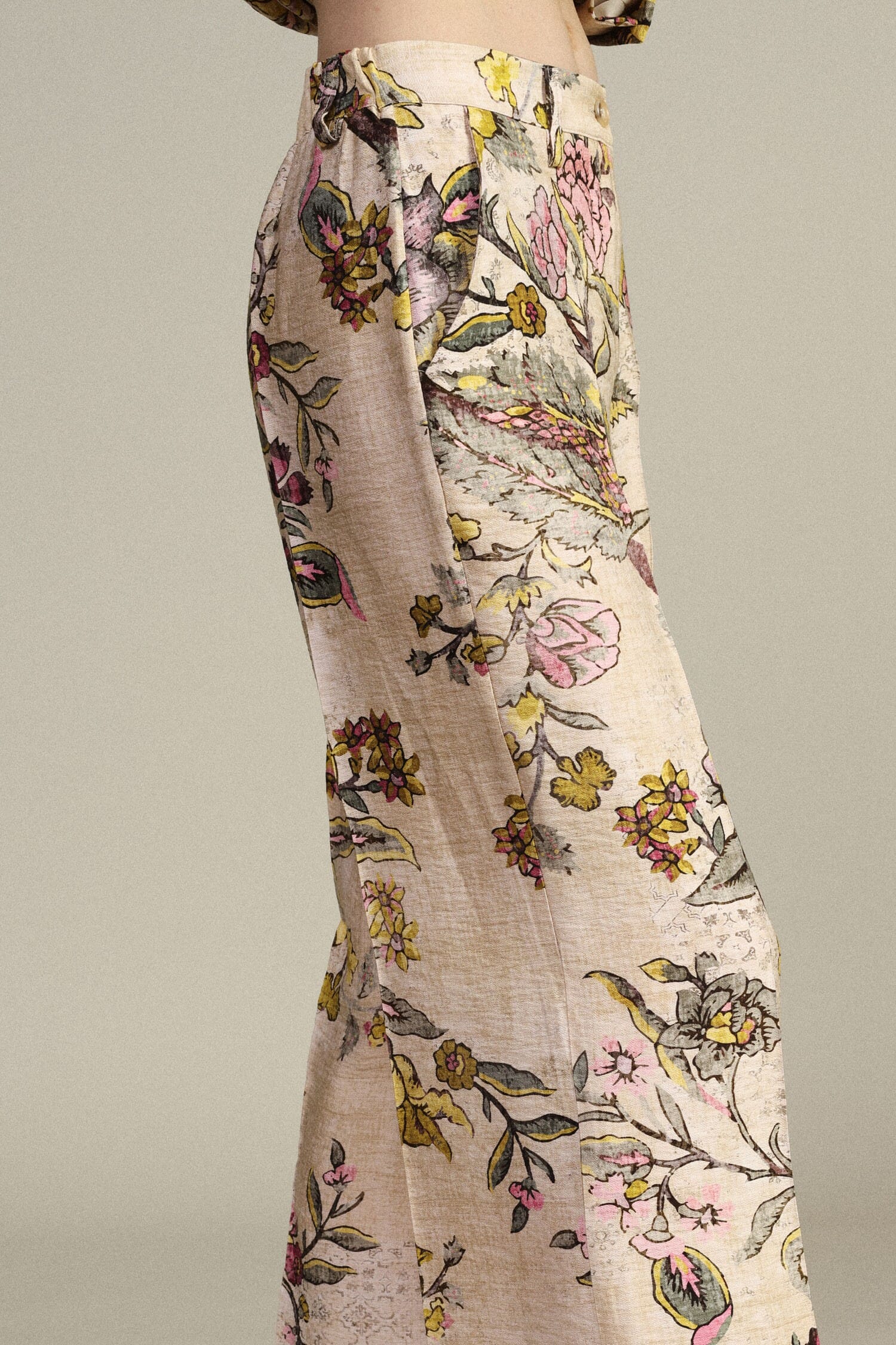 Pantaloni Palazzo Fantasia Floreale Vita Alta Dixie