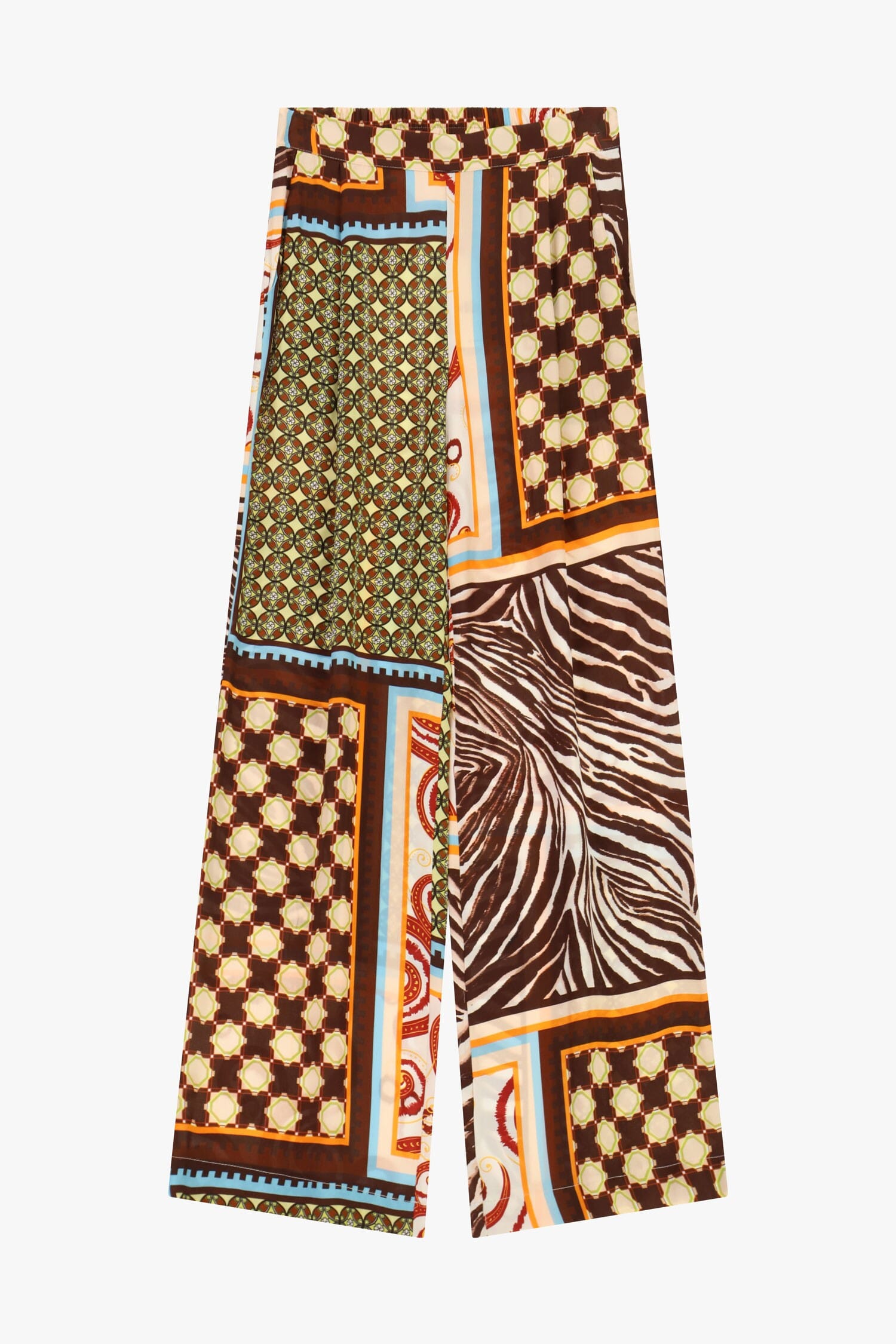 Pantaloni Palazzo Stampa Patchwork A Gamba Larga Dixie