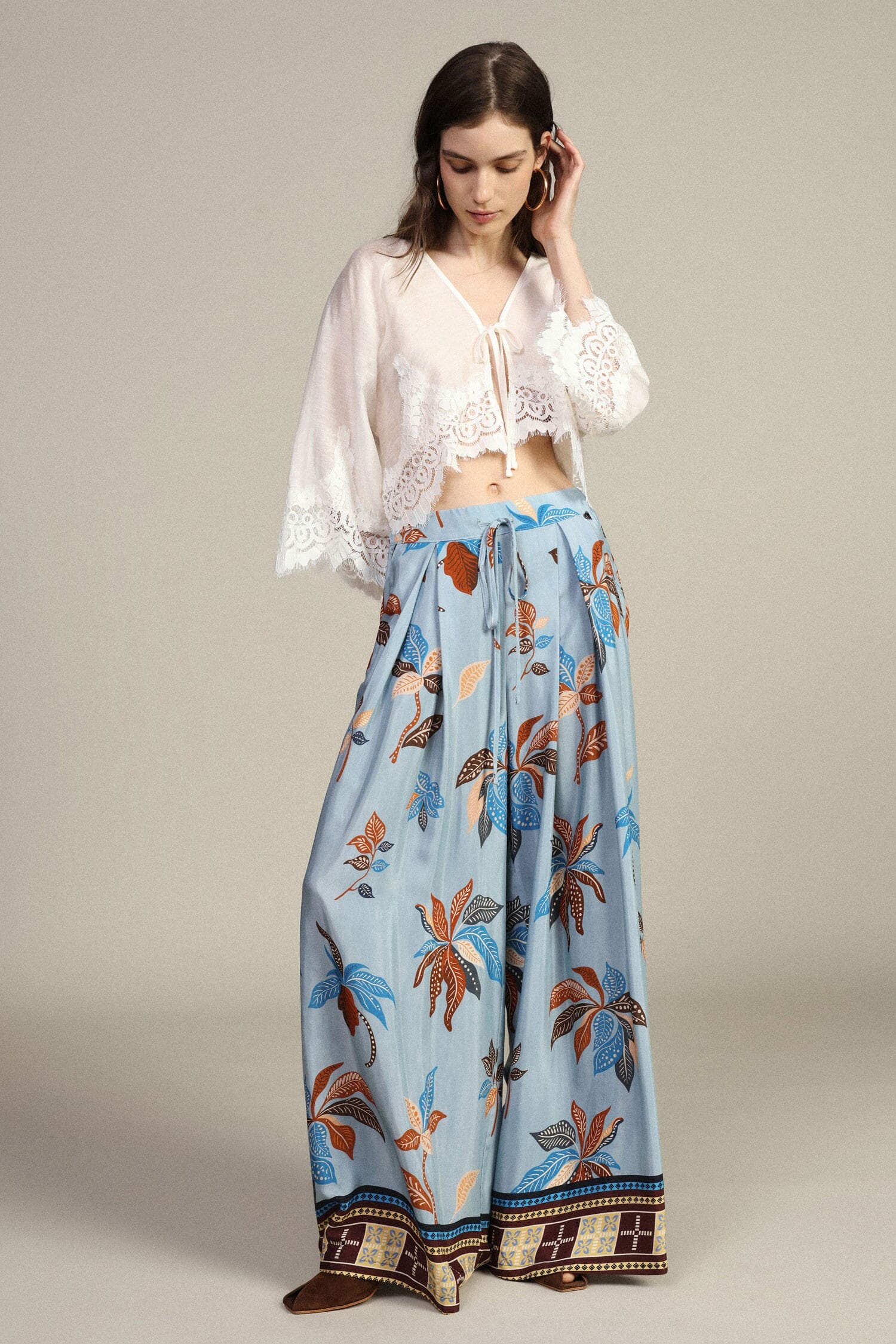 Pantaloni Palazzo Fantasia Con Vita Alta E Coulisse Dixie