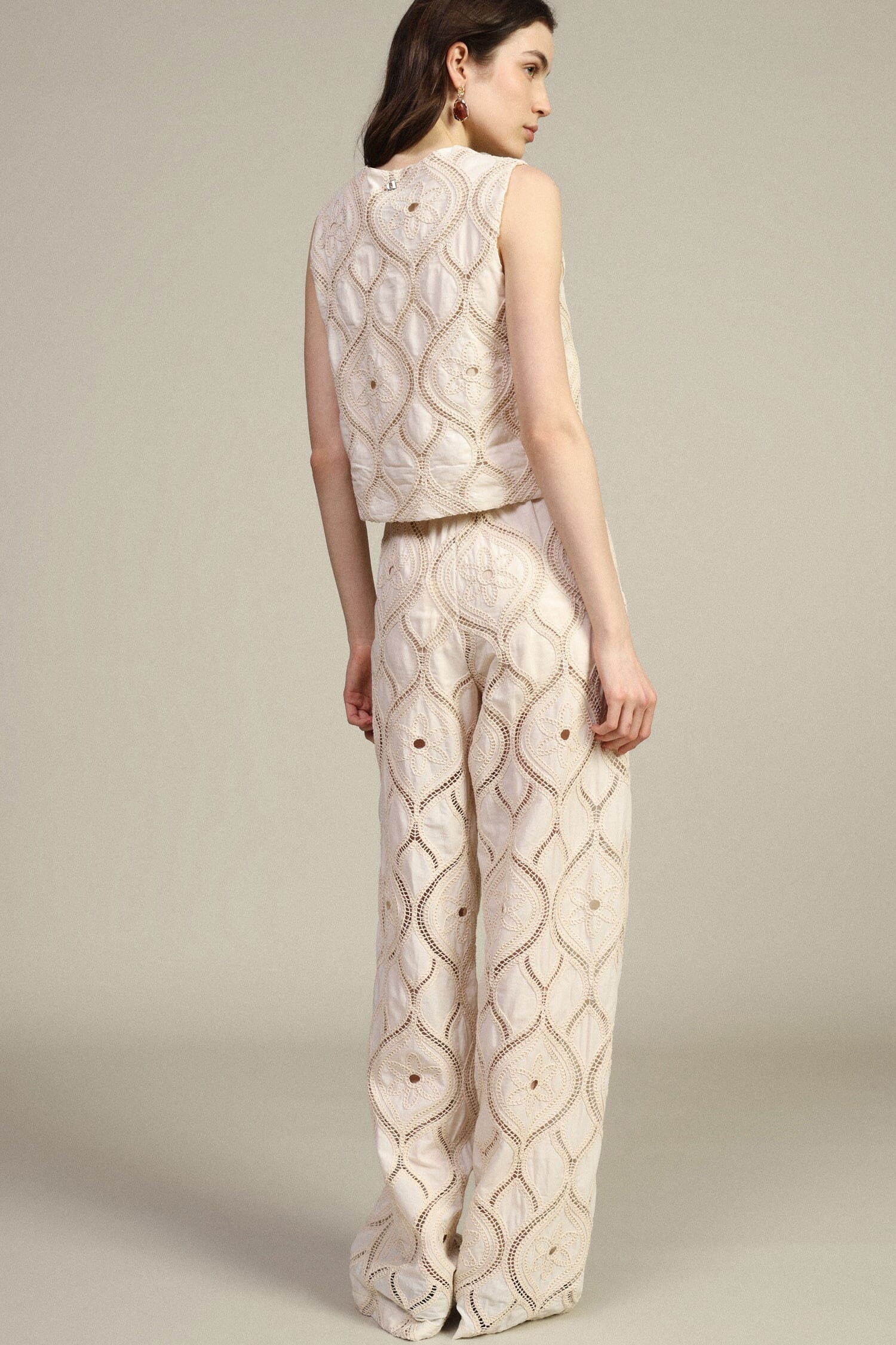 Pantaloni Palazzo Ricamati Con Tasche Applicate Dixie