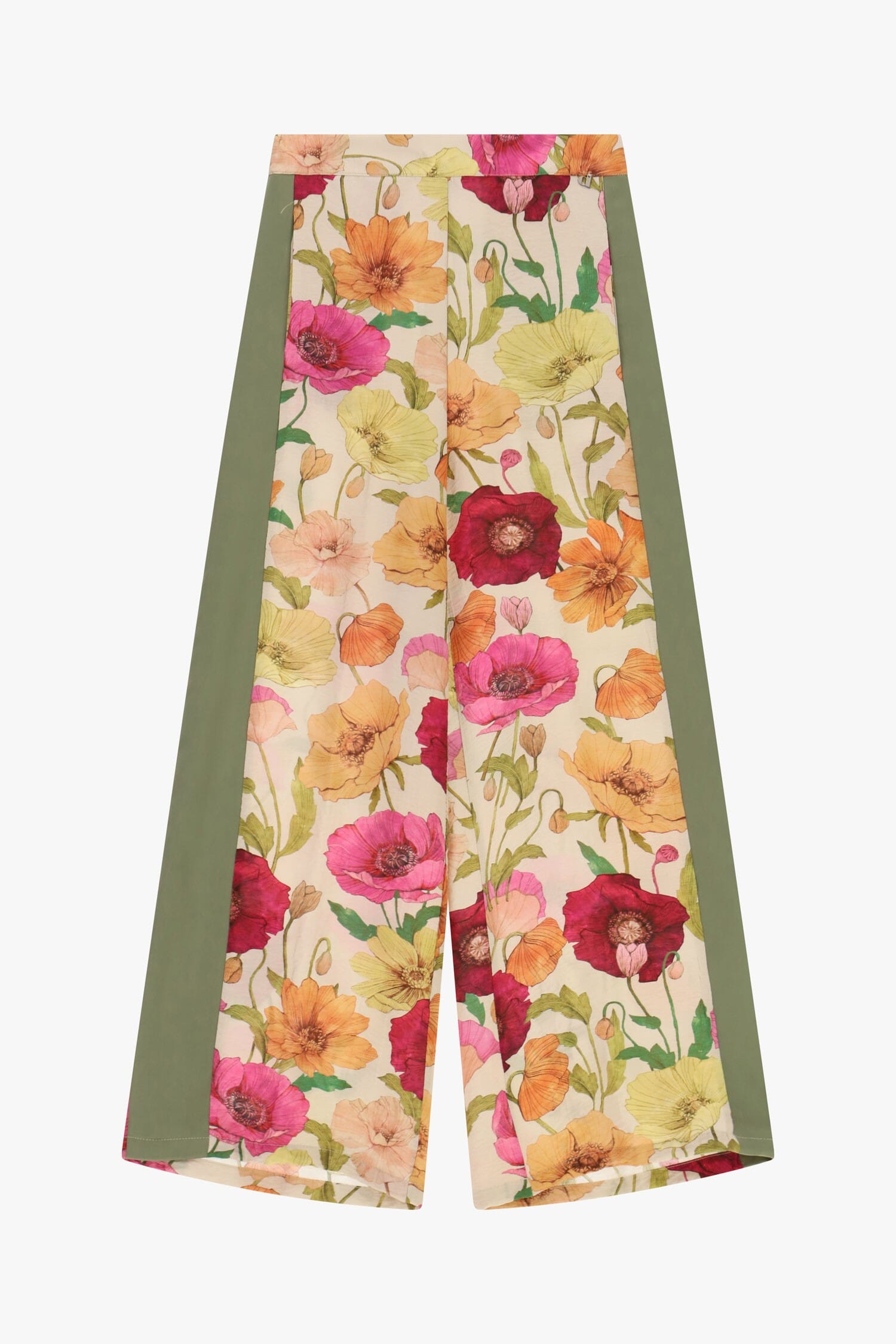 Pantaloni Palazzo Stampa Floreale Inserti A Contrasto Dixie