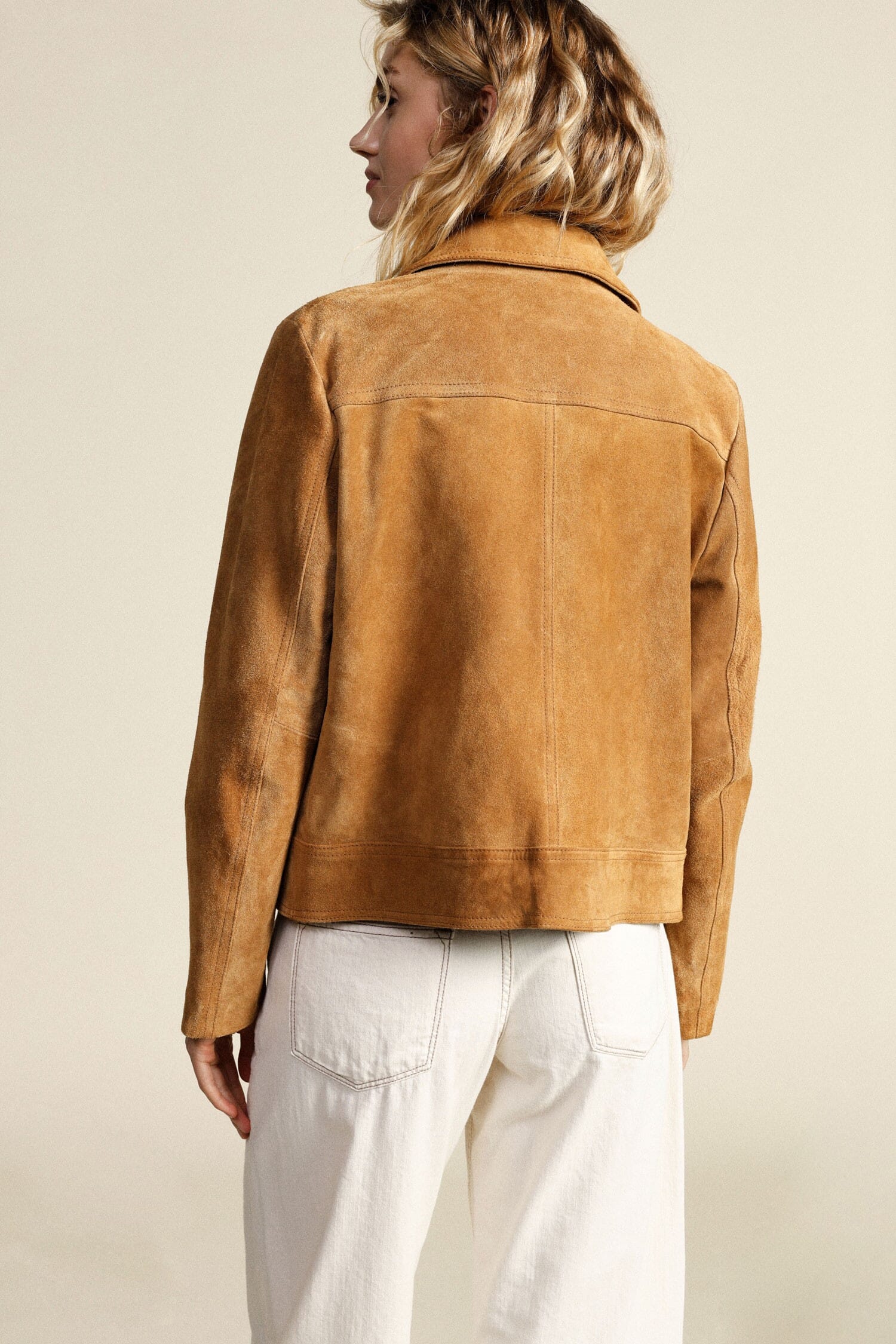 Giacca In Pelle Con Tasche Frontali E Bottoni Dixie