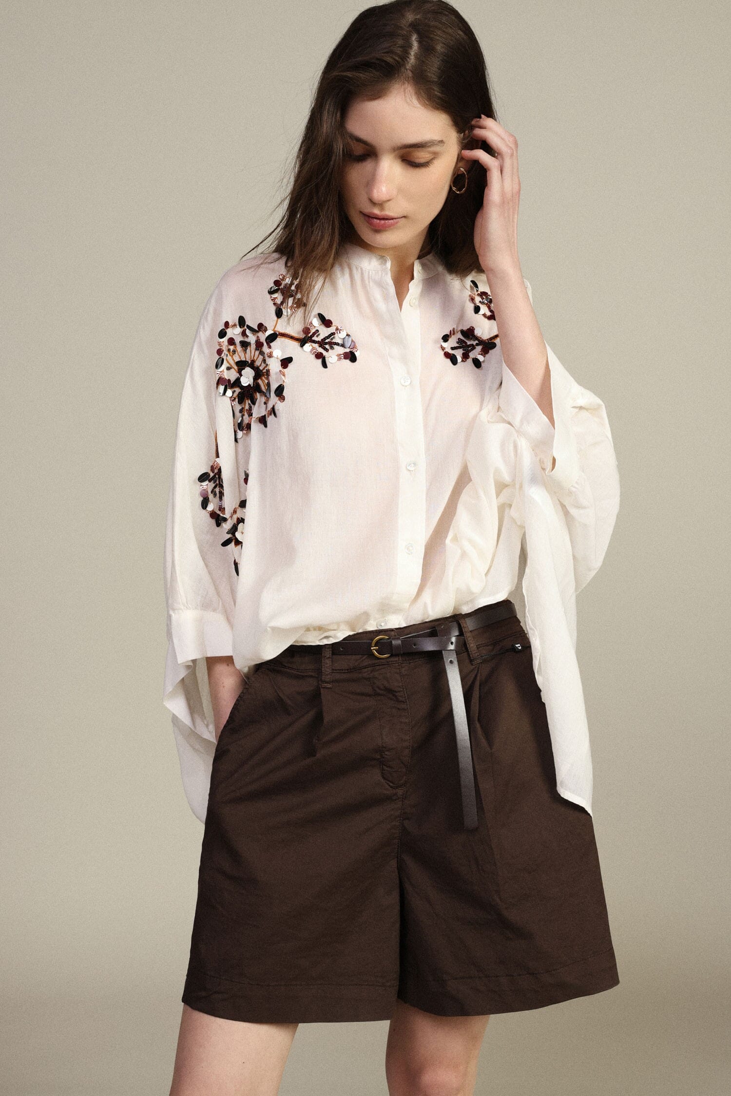 Chemise oversize à broderie florale Dixie