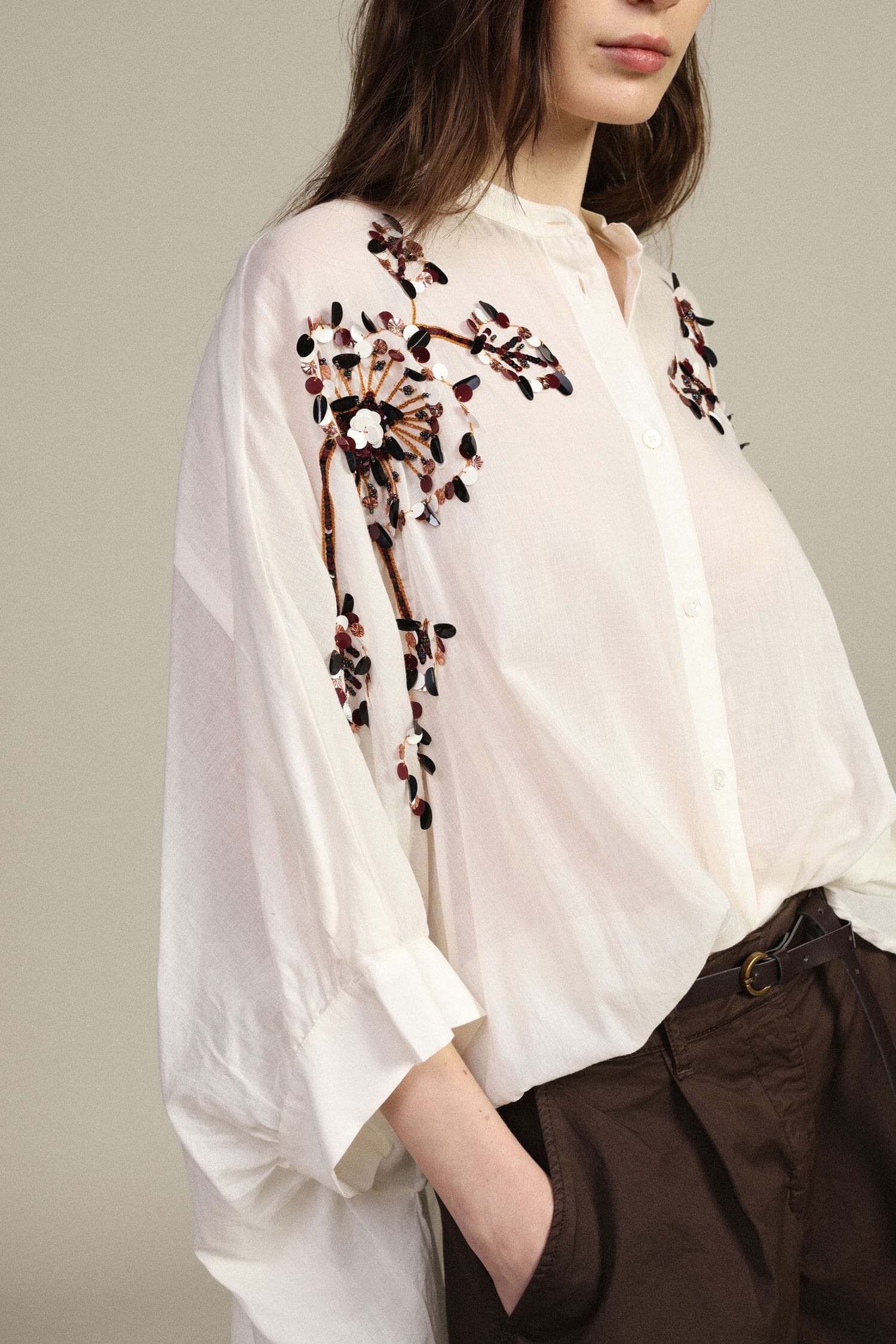 Chemise oversize à broderie florale Dixie
