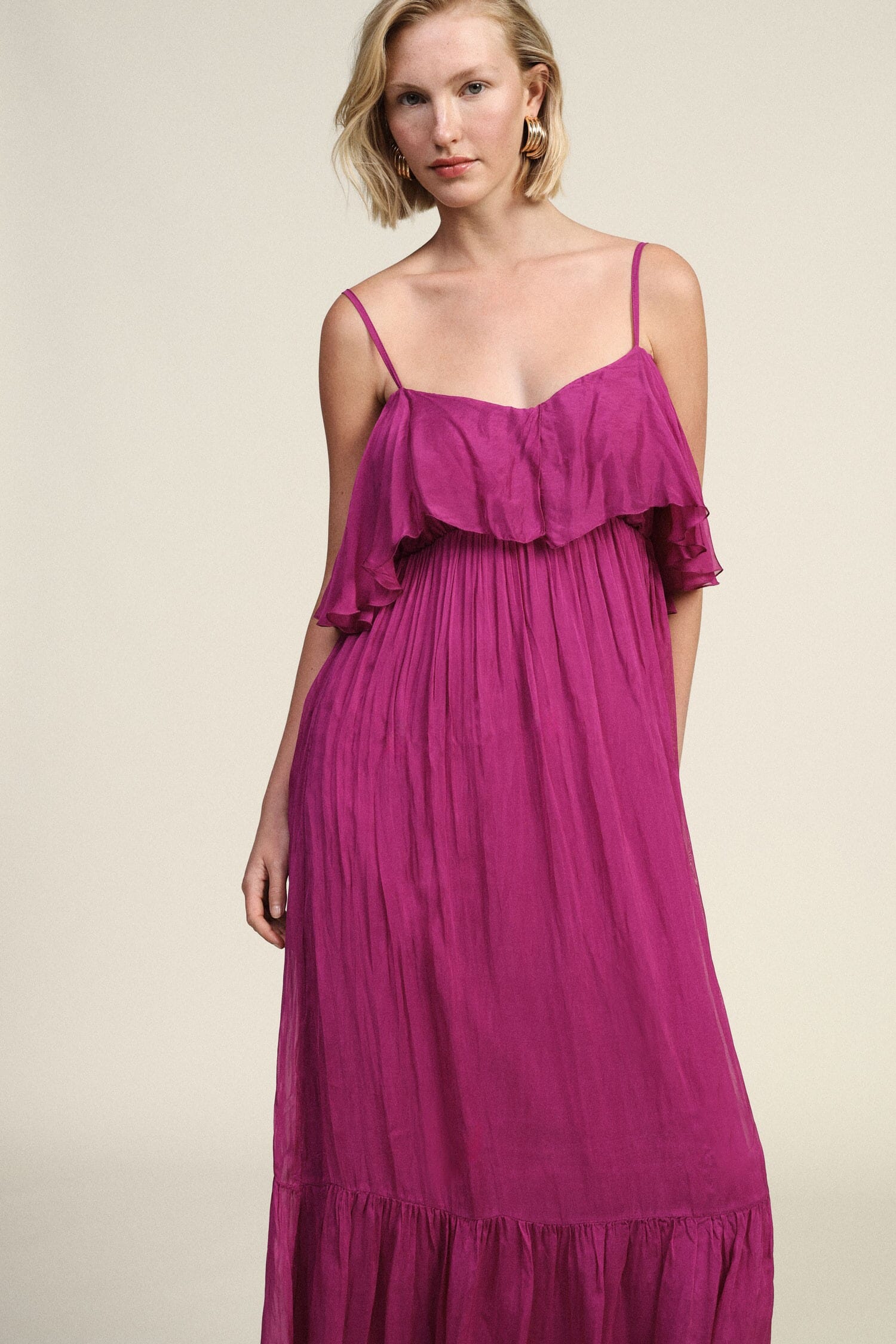 Abito Lungo Con Spalline E Volant Dixie