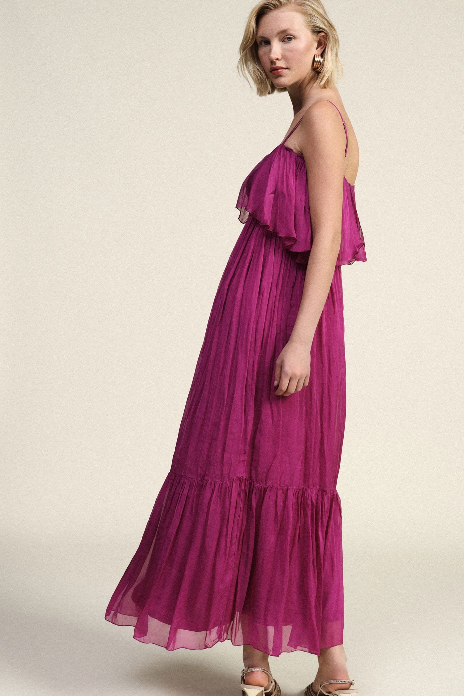 Abito Lungo Con Spalline E Volant Dixie