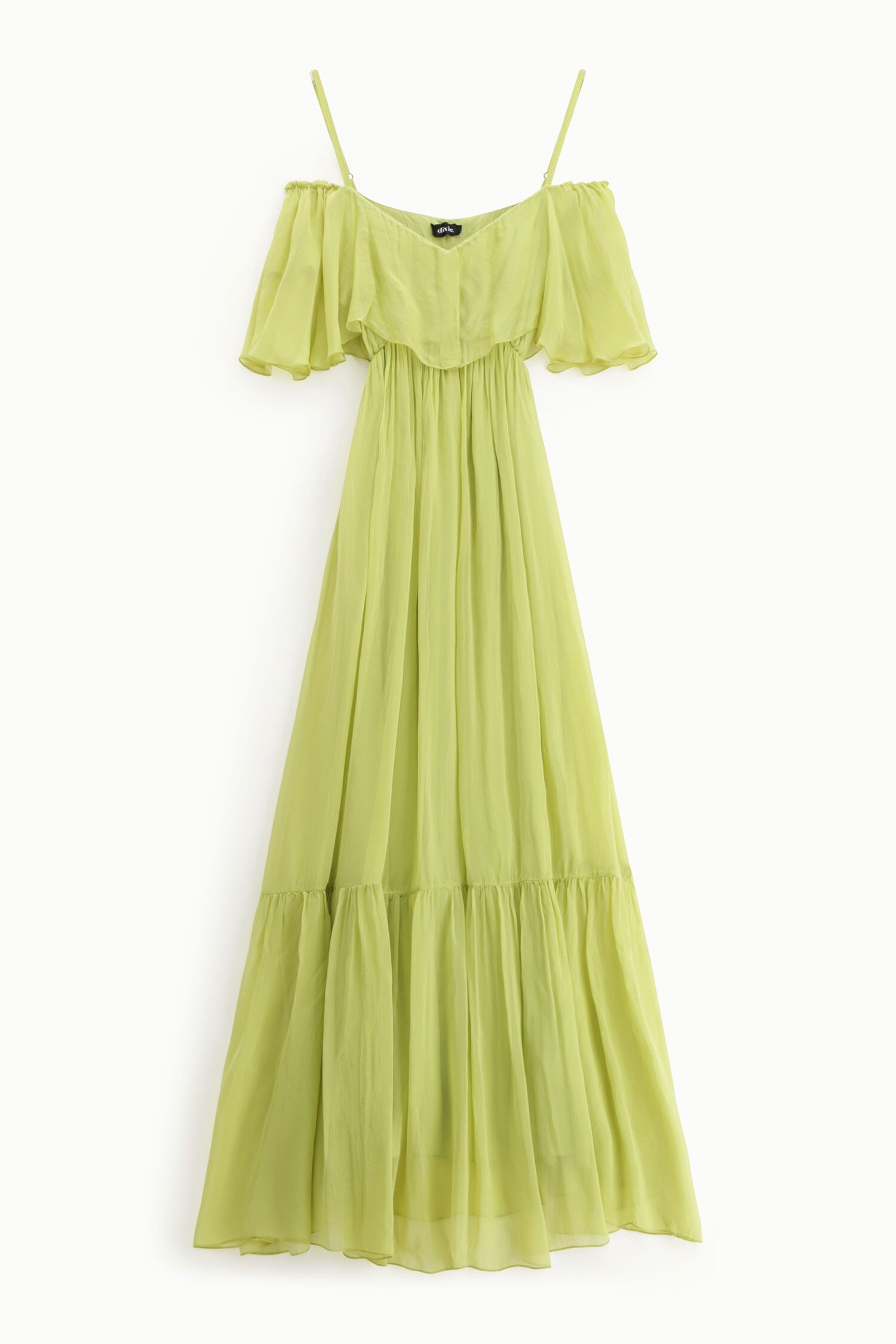 Abito Lungo Con Spalline E Volant Dixie