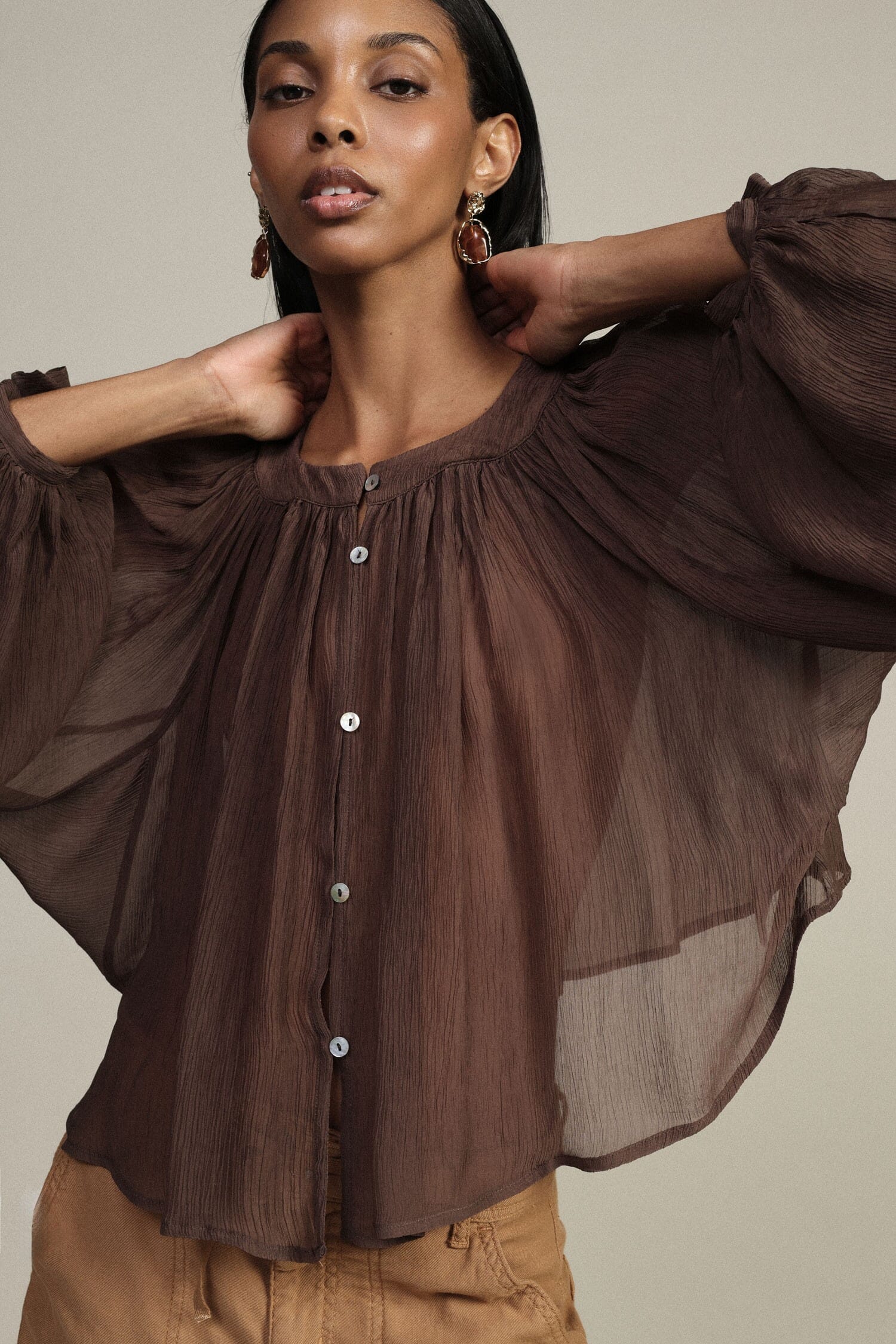 Camicia Ampia Con Maniche A Palloncino E Fiocchi Dixie