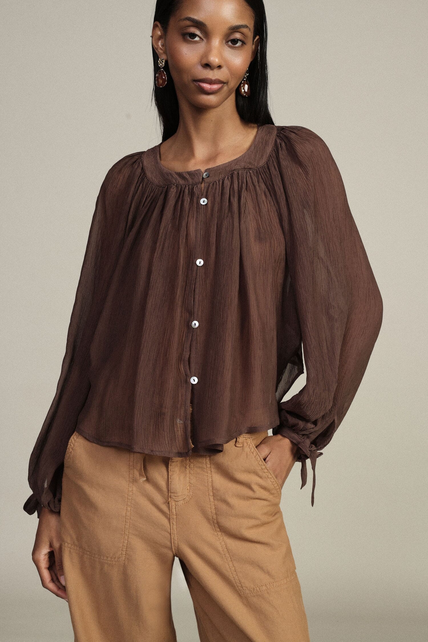 Camicia Ampia Con Maniche A Palloncino E Fiocchi Dixie