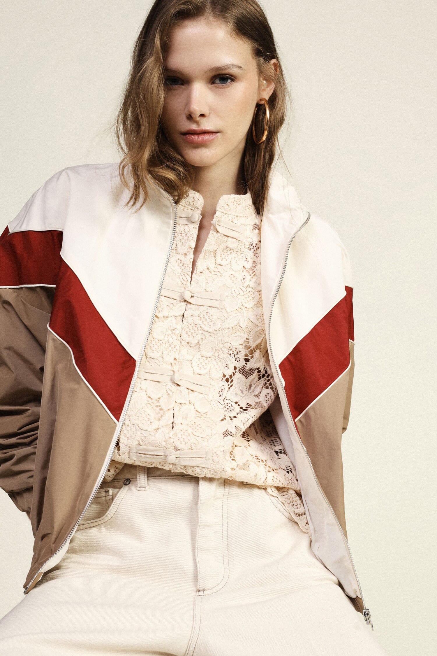 Blouson bombardier avec fermeture éclair à motif géométrique et poignets élastiques Dixie