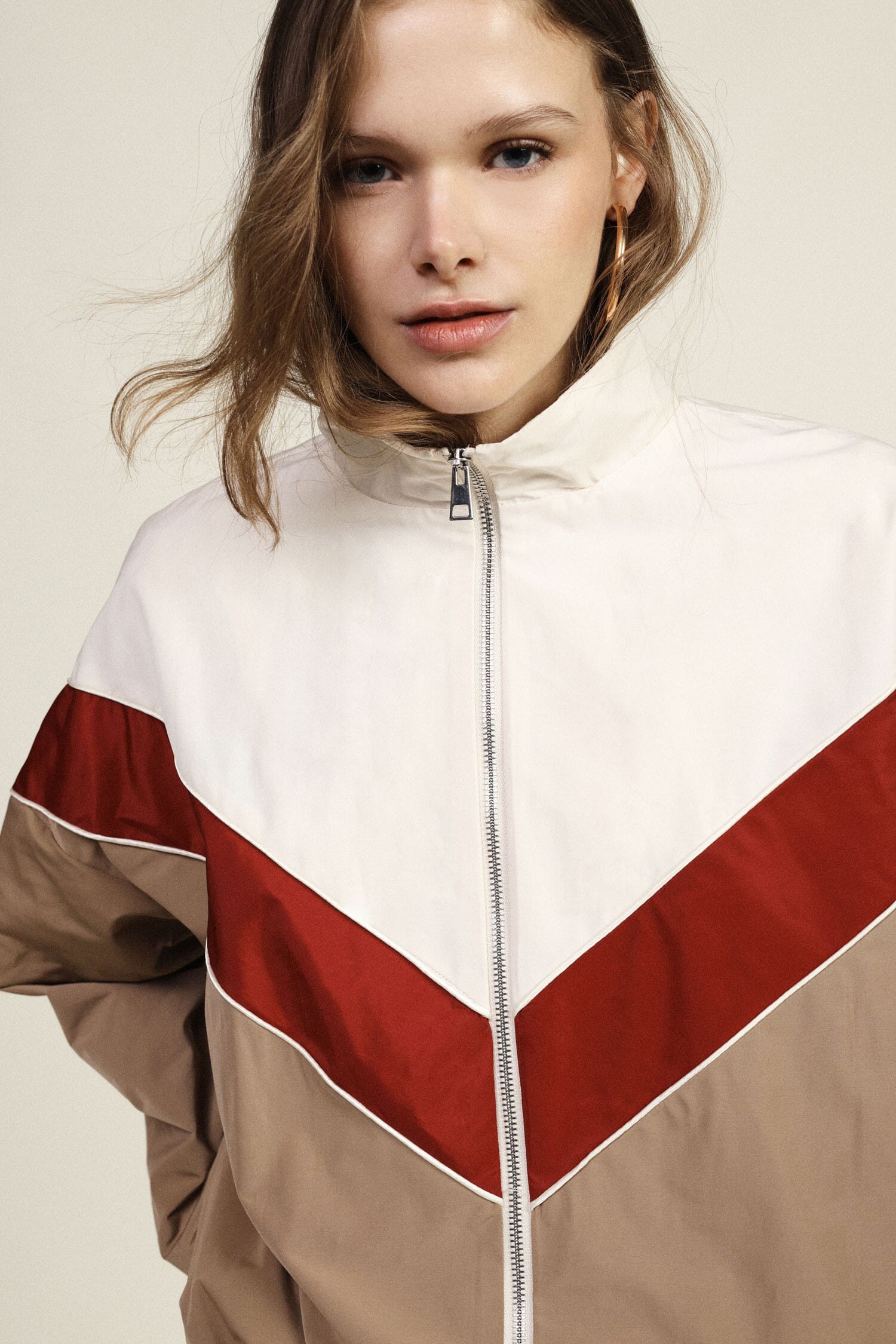 Blouson bombardier avec fermeture éclair à motif géométrique et poignets élastiques Dixie