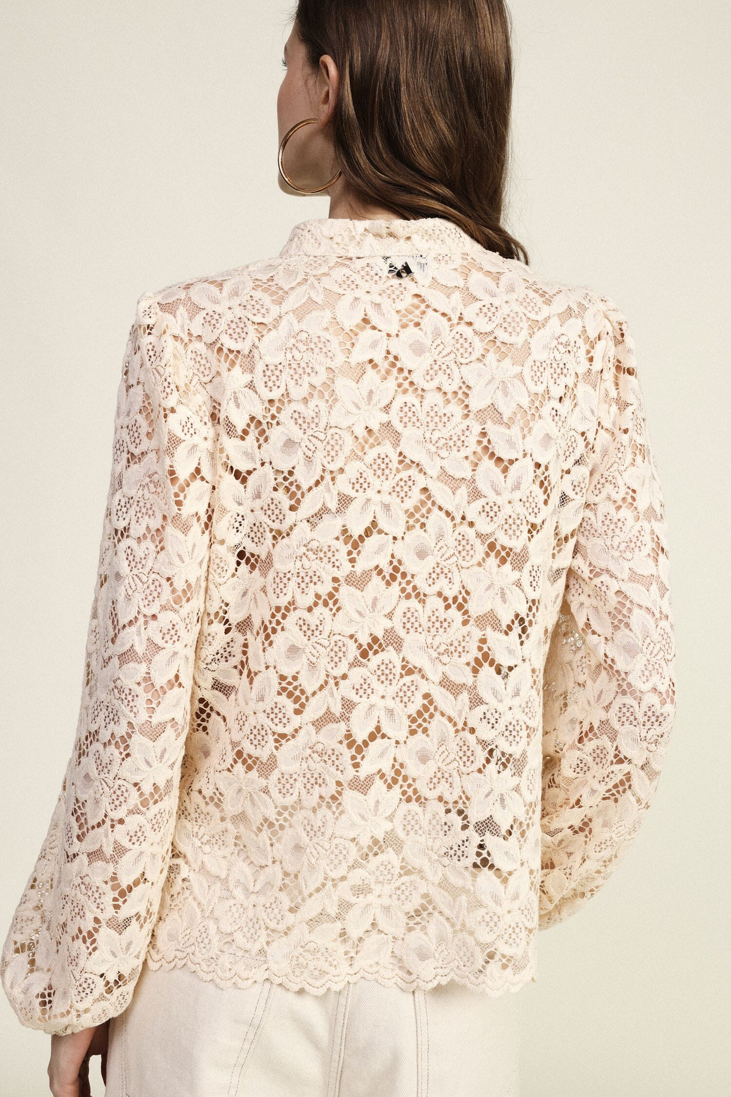 Lace Blouse With Long Sleeves And Dixie Knot Detailing