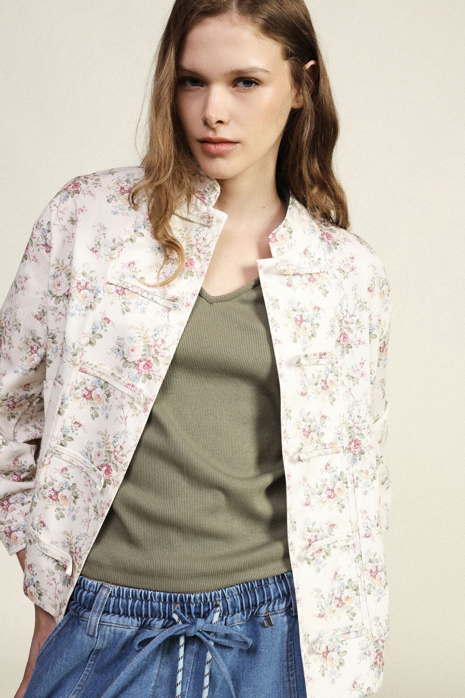 Veste matelassée Imprimé floral Fermeture à cravate Dixie