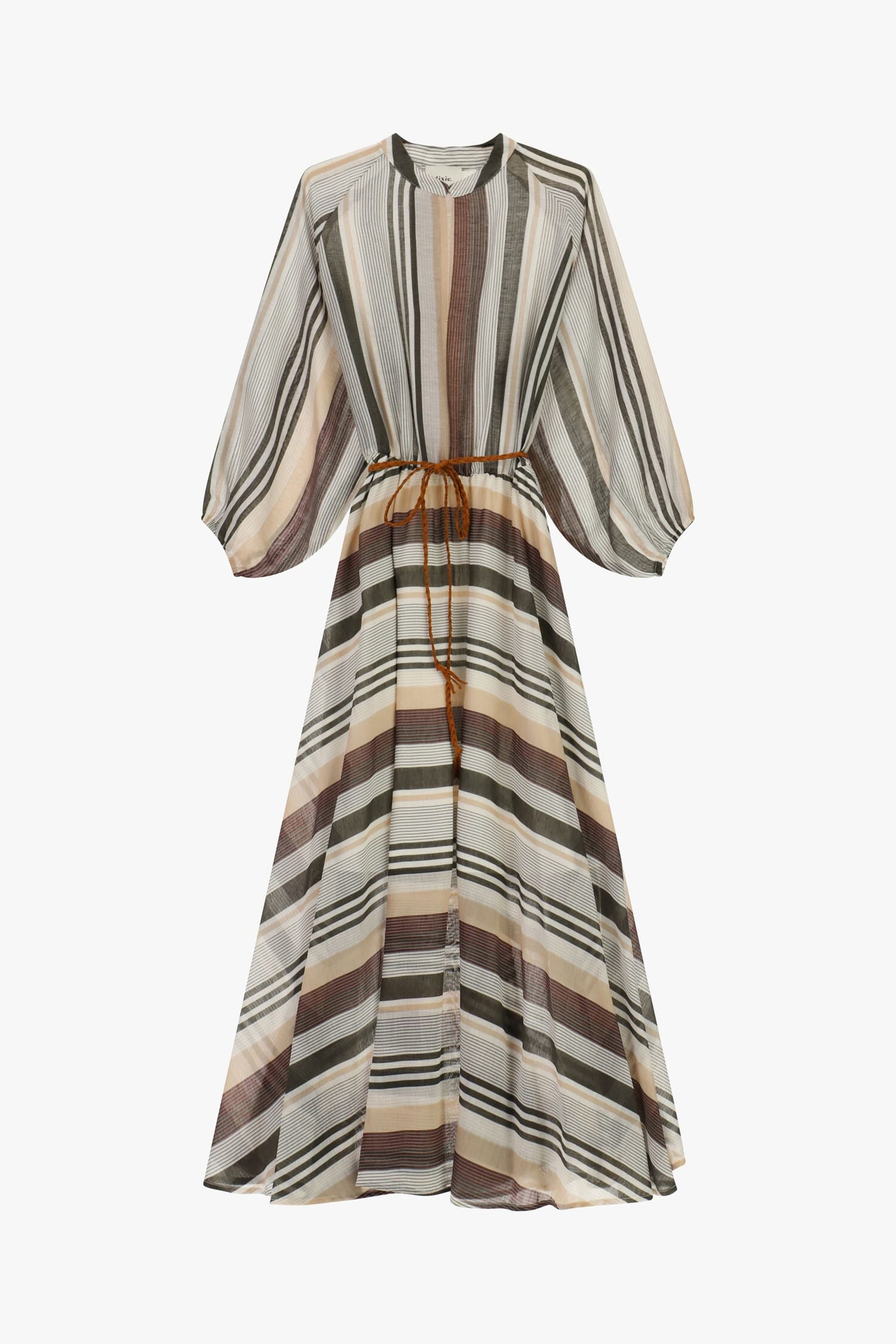 Abito Lungo A Righe Con Cintura Intrecciata Dixie