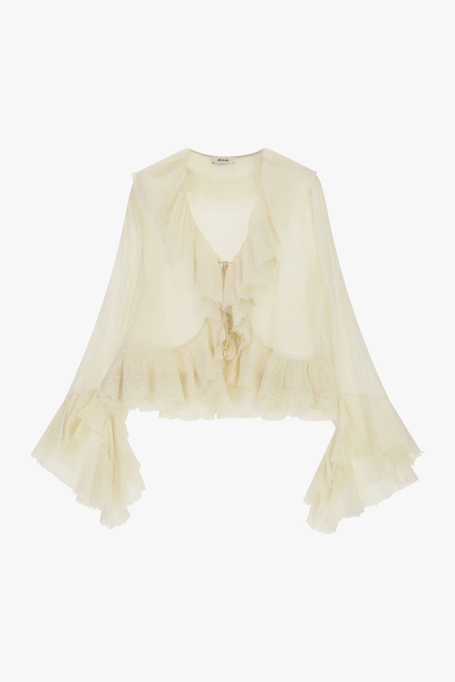 Short Blouse With Flounces And Wide Sleeves Dixie