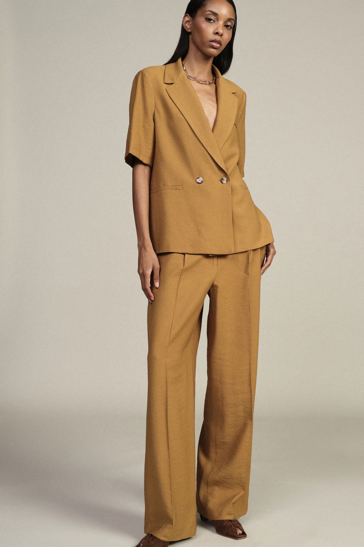 Pantaloni Palazzo A Gamba Ampia Con Pinces Dixie