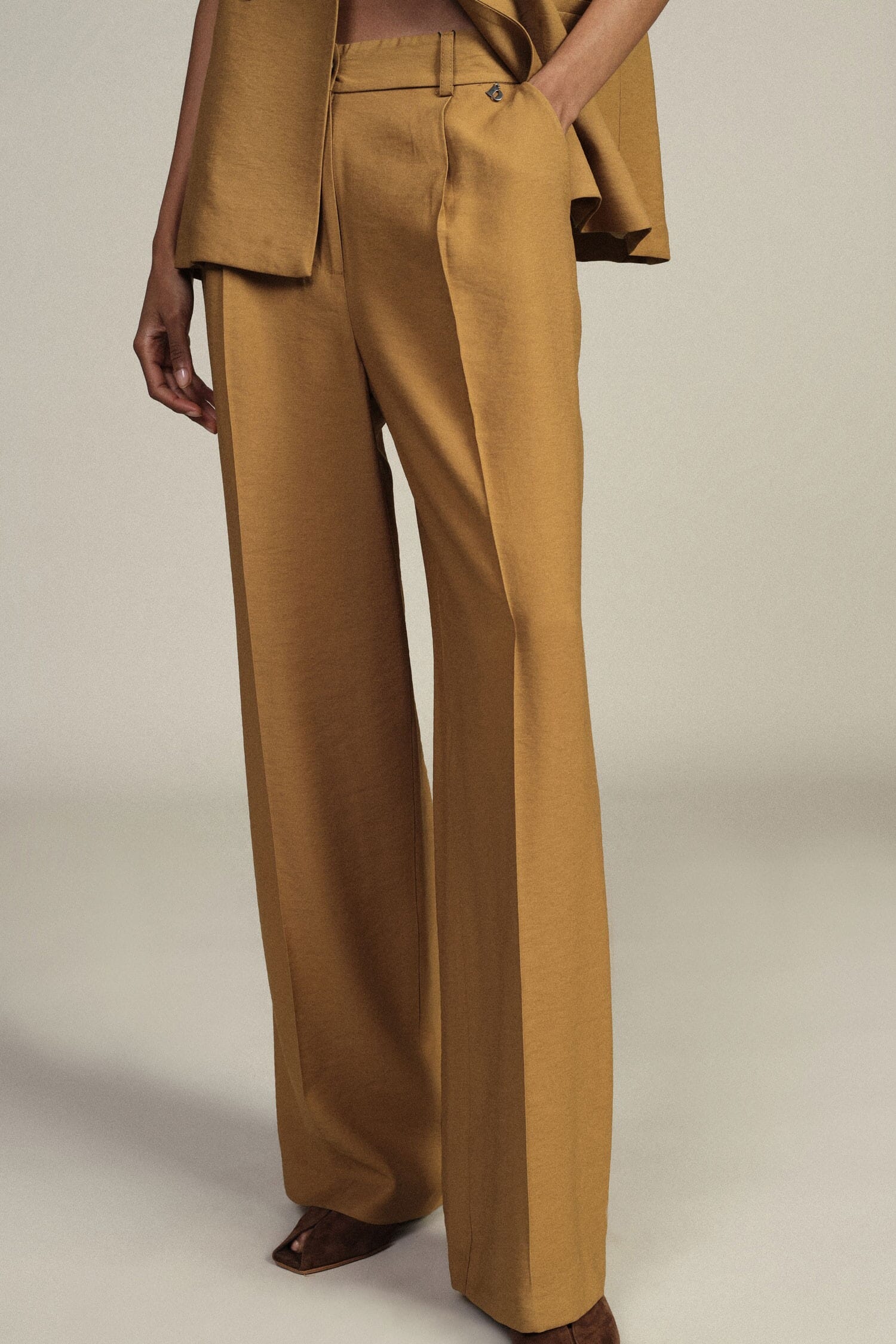 Pantaloni Palazzo A Gamba Ampia Con Pinces Dixie