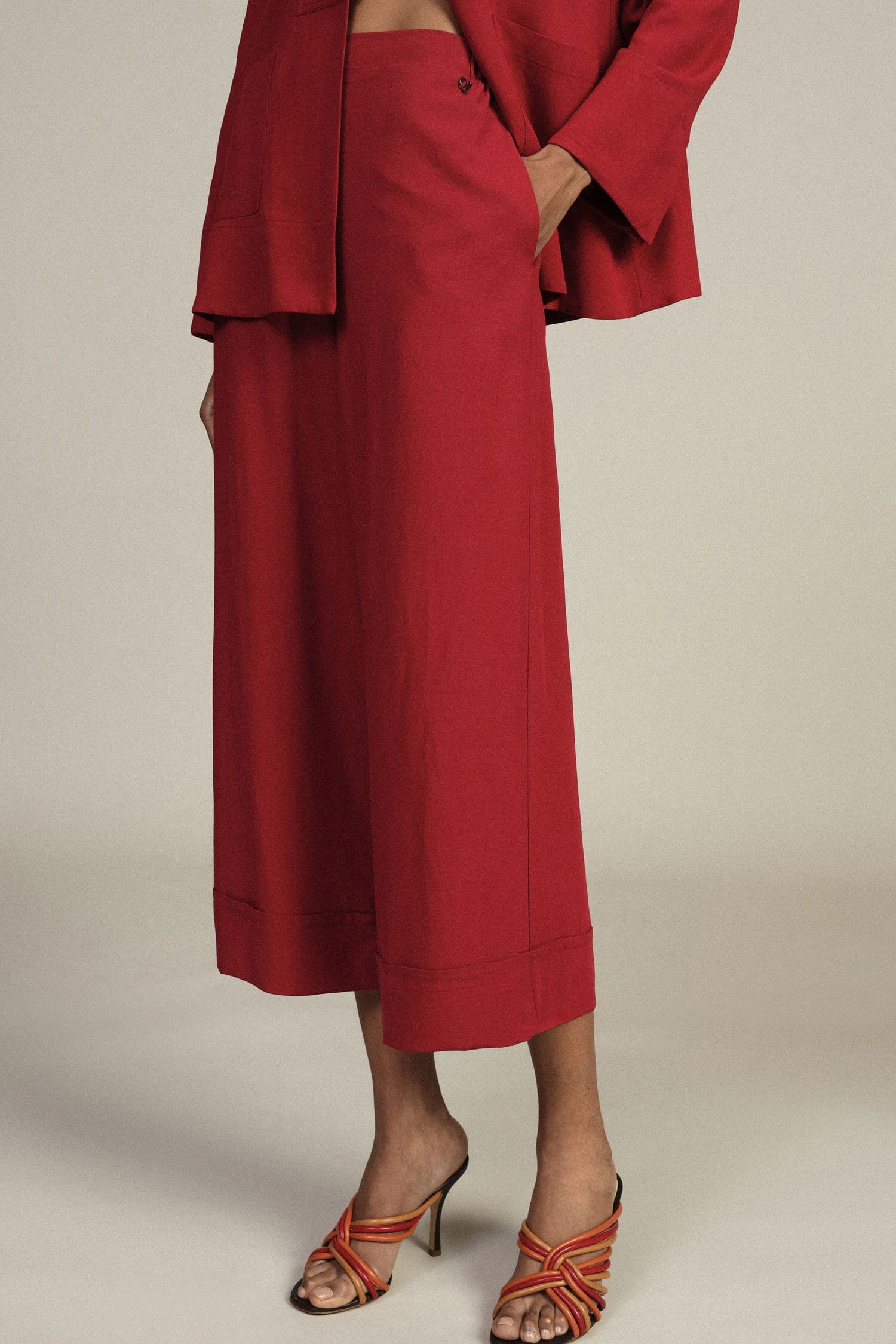 Pantaloni Palazzo Cropped Con Maxi Risvolto Dixie