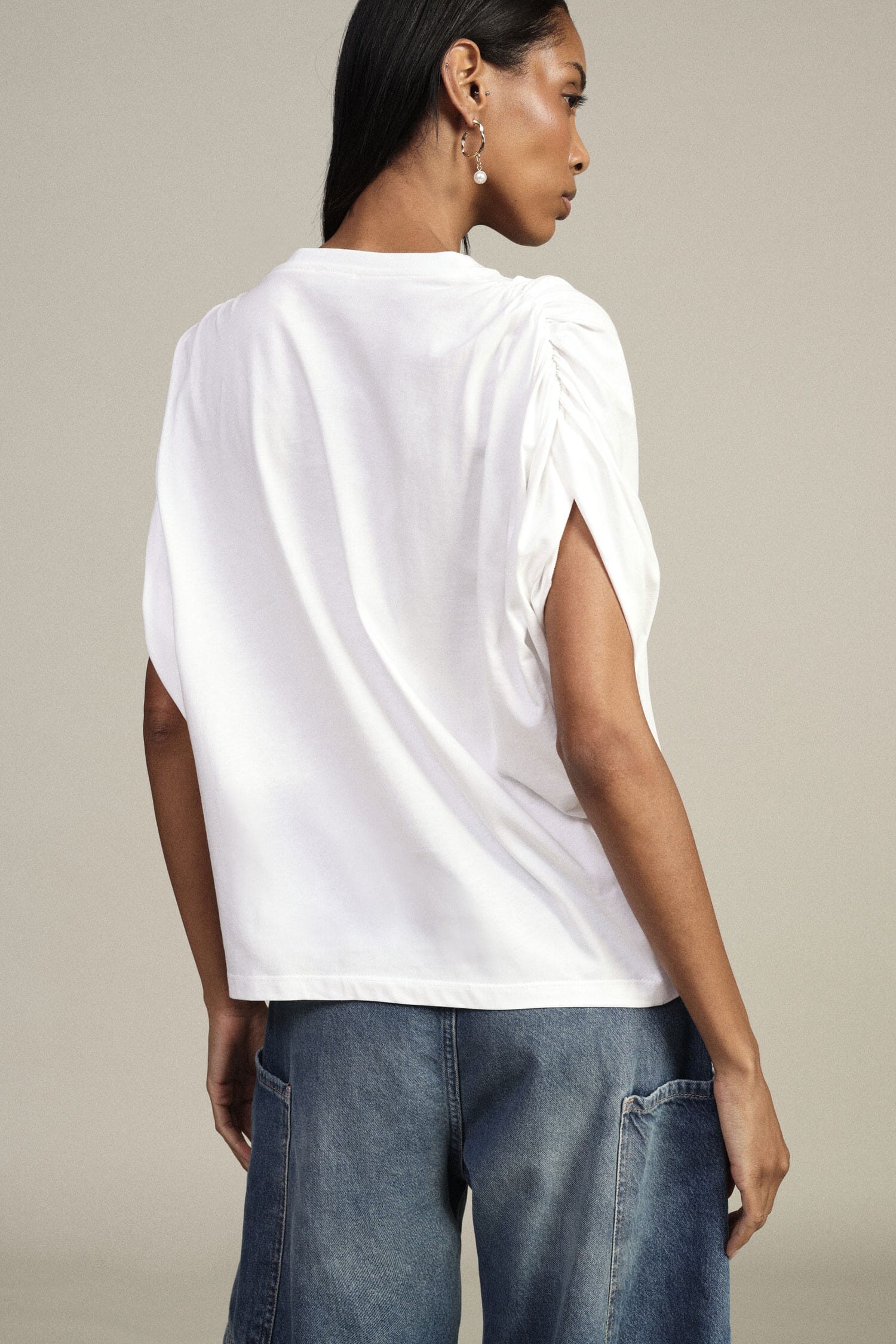 T-Shirt Manica Lunga Con Spalle Arricciate Dixie