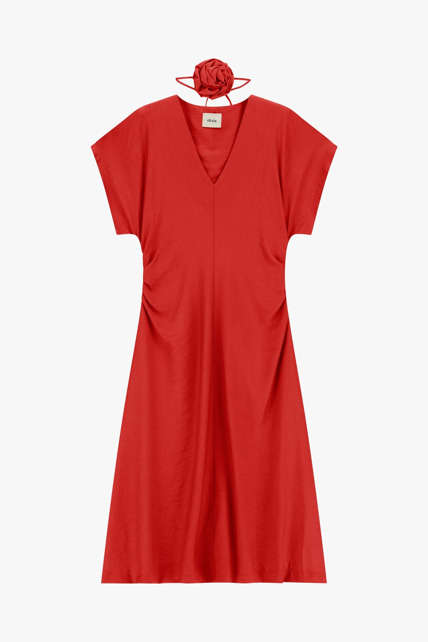 Abito Midi Con Drappeggio Laterale E Scollo A V Dixie