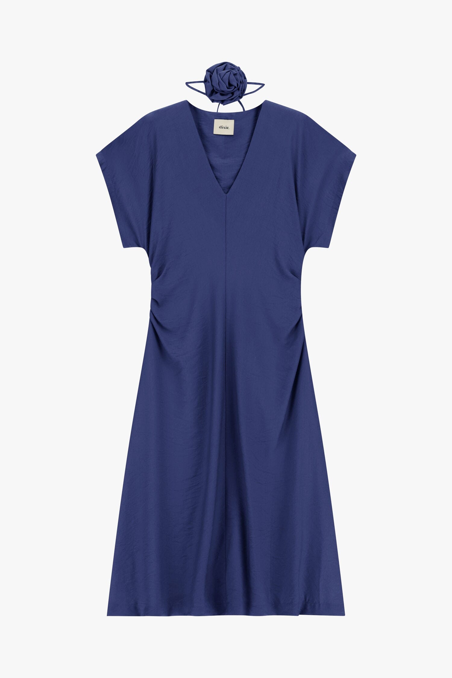 Abito Midi Con Drappeggio Laterale E Scollo A V Dixie