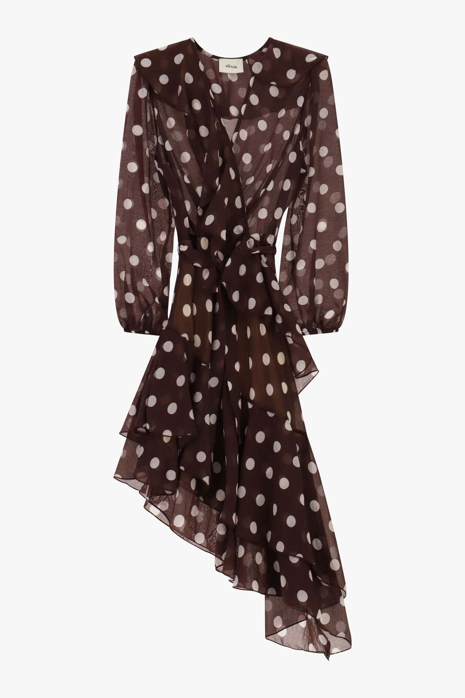 Robe courte à pois avec volants asymétriques Dixie