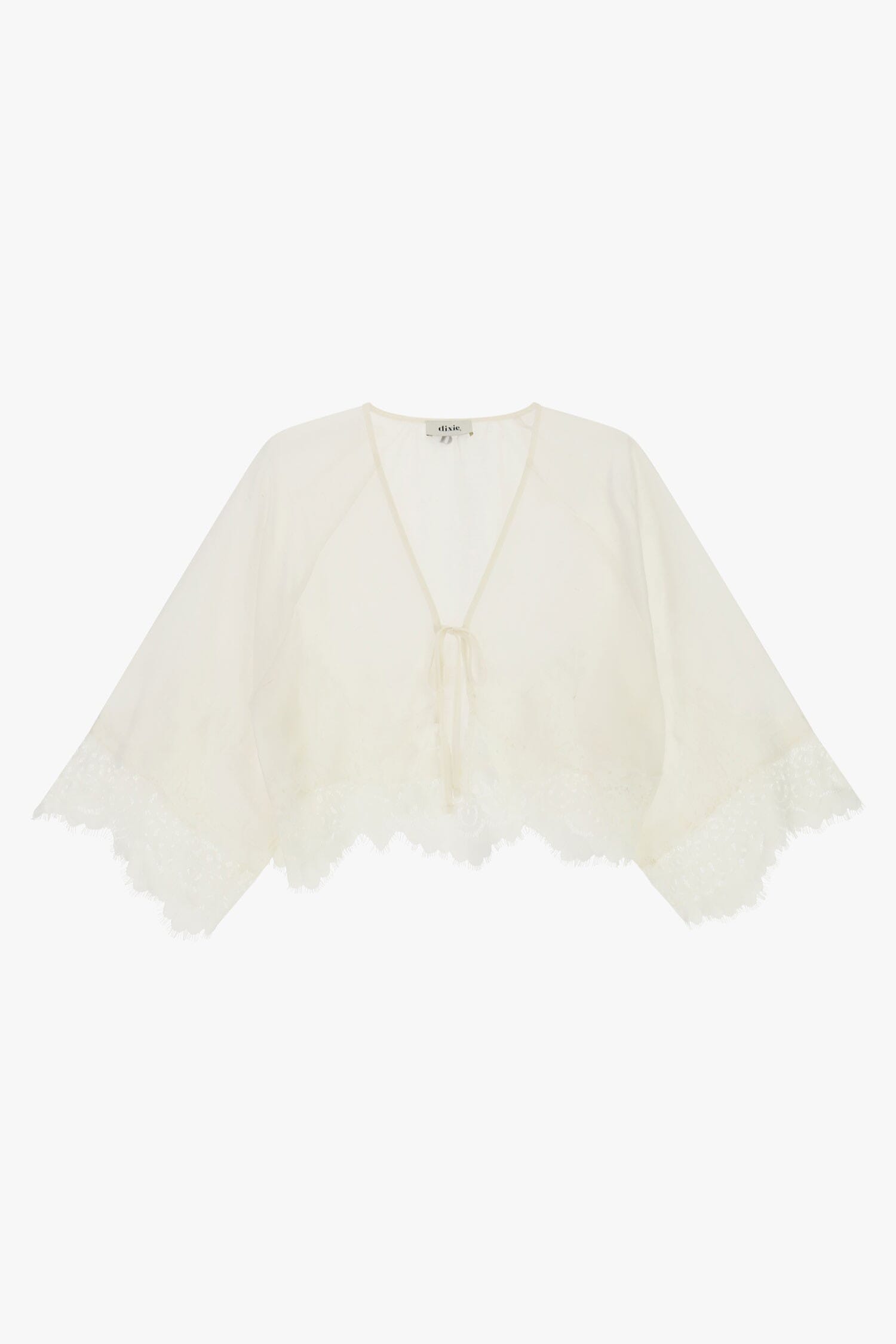 Chemisier court à manches larges et bordé de dentelle Dixie