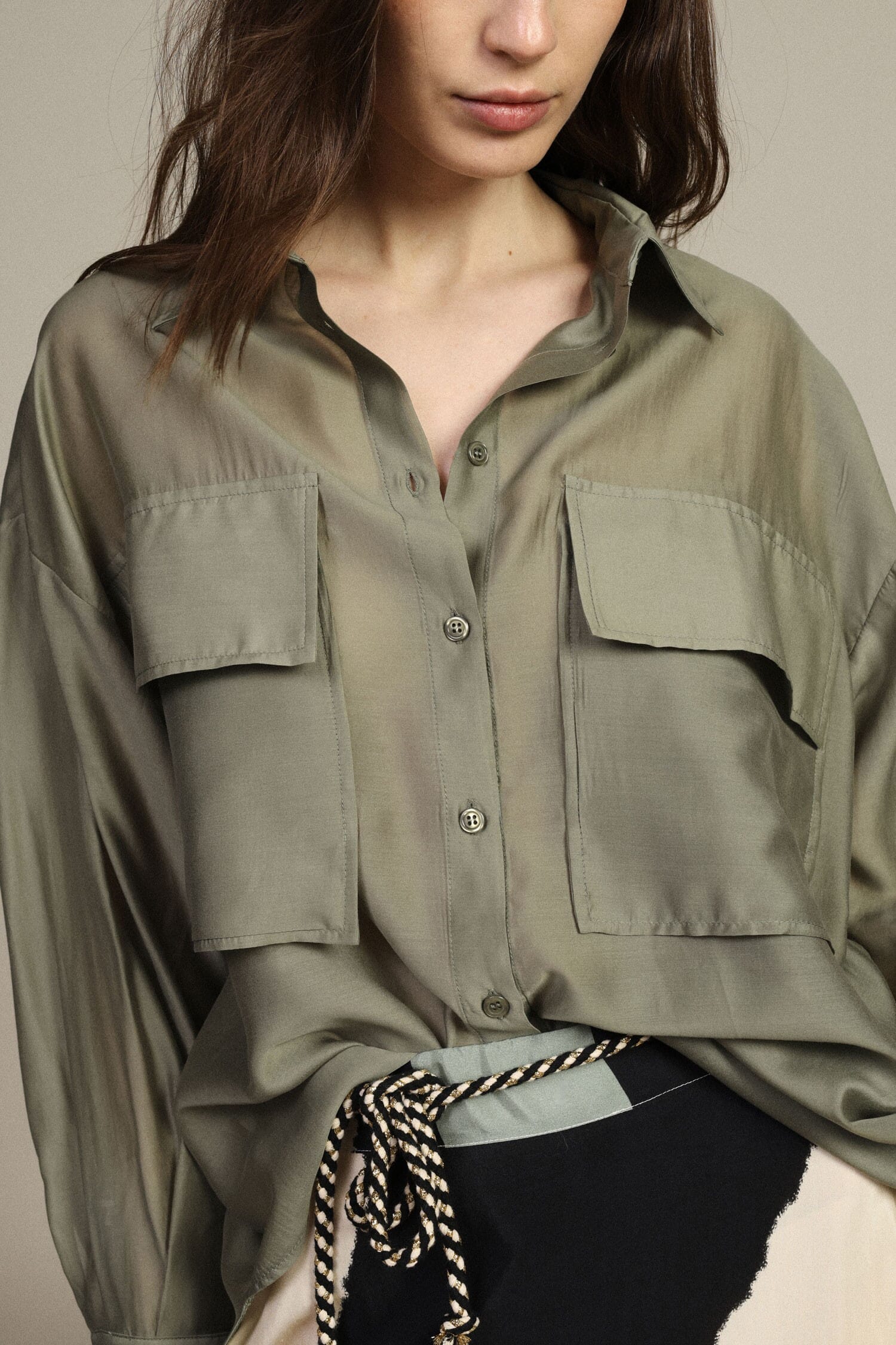 Camicia Trasparente Con Tasche Frontali Oversize Dixie