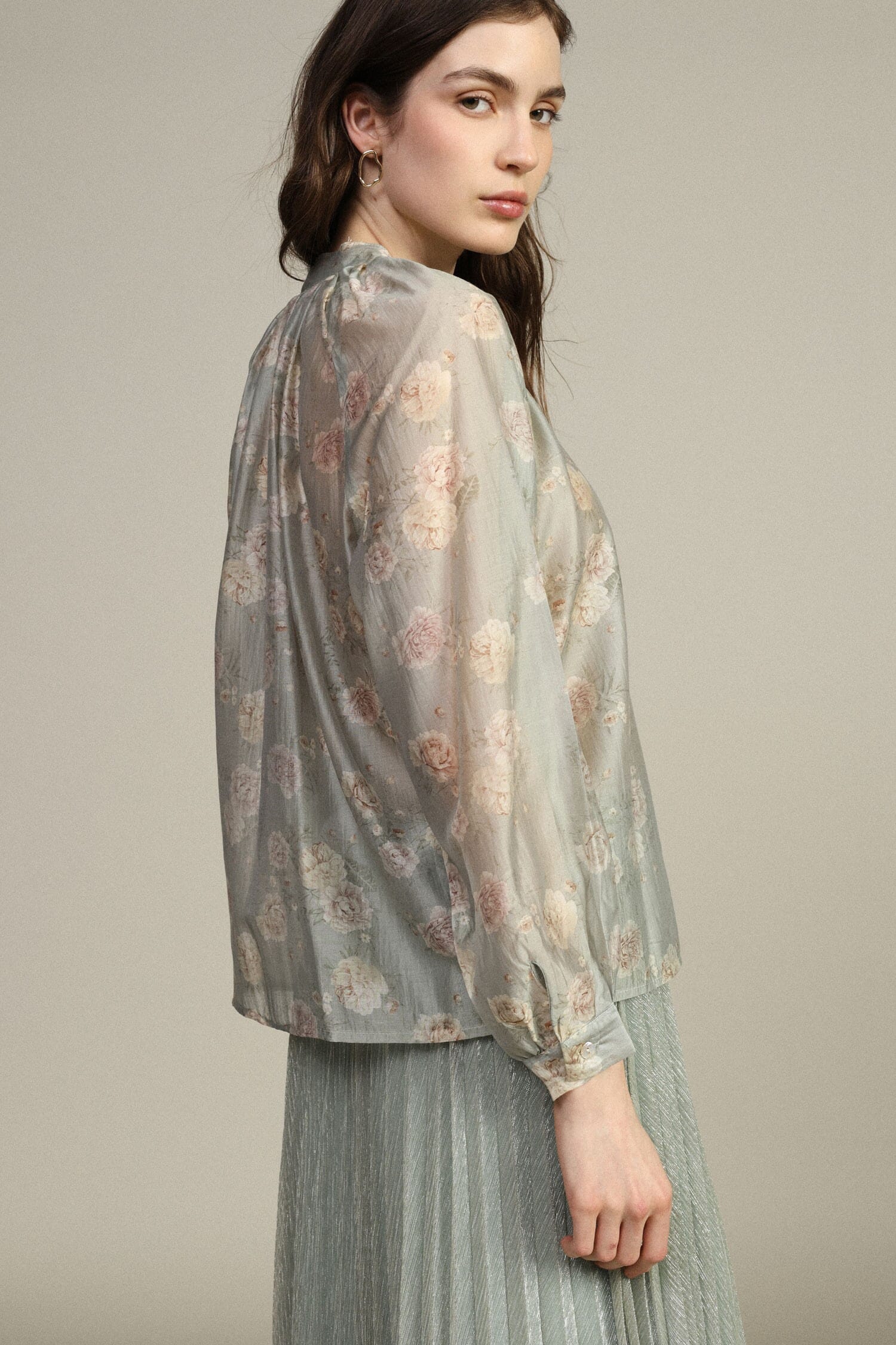 Chemise large avec fantaisie florale et manches longues Dixie