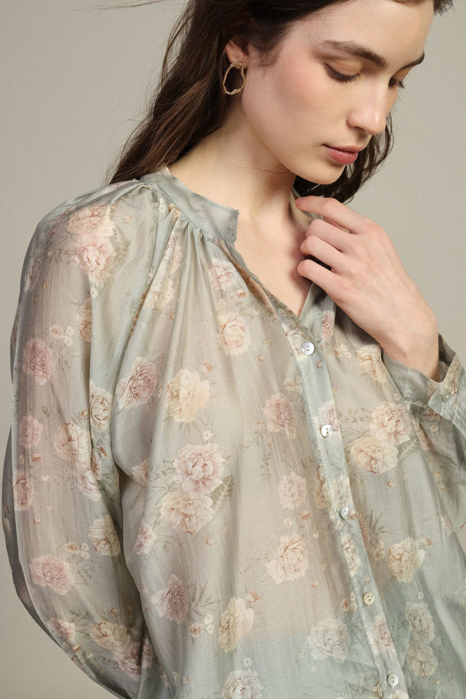 Chemise large avec fantaisie florale et manches longues Dixie