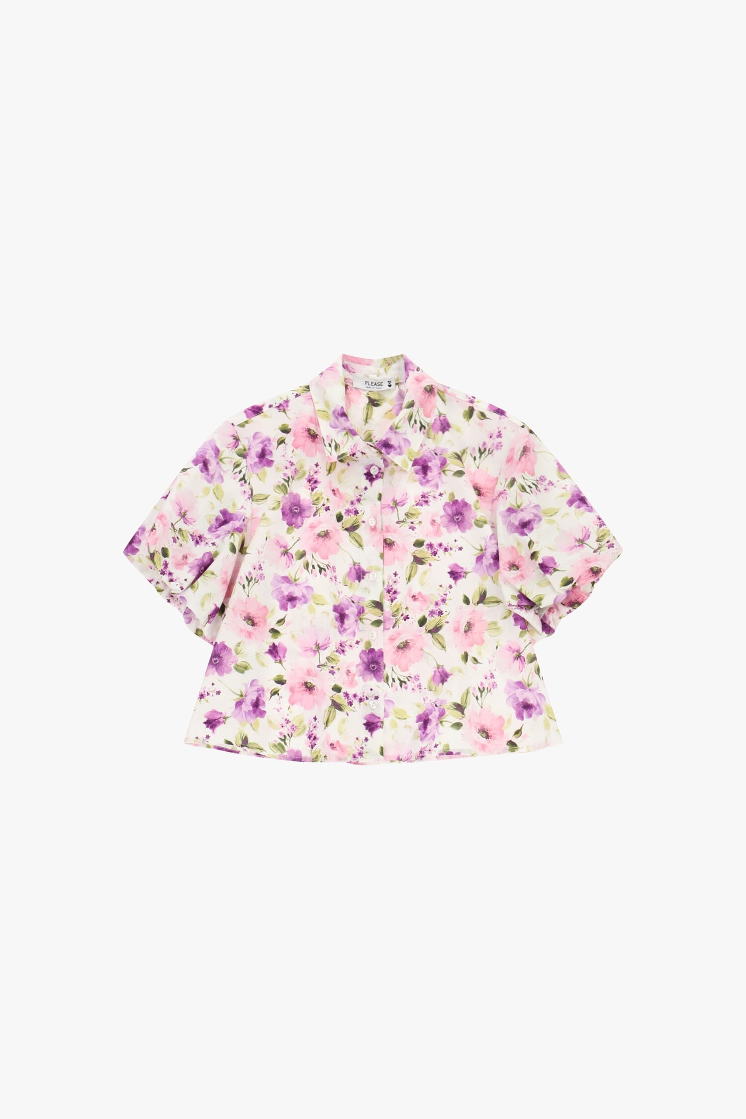 Cropped Flower Shirt With Short Sleeves Please