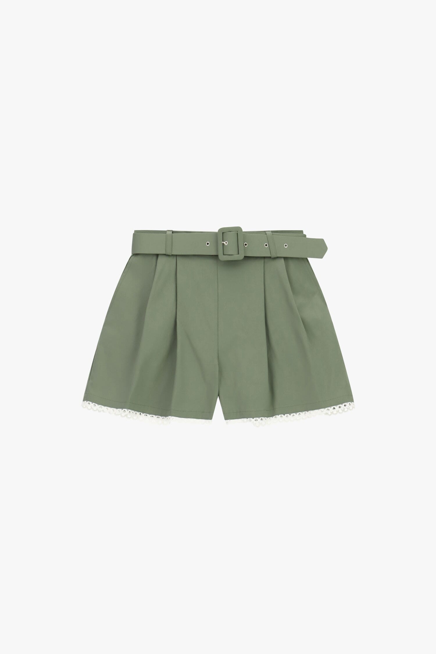 Regular-Fit Shorts With Belt And Perforated Trim Please