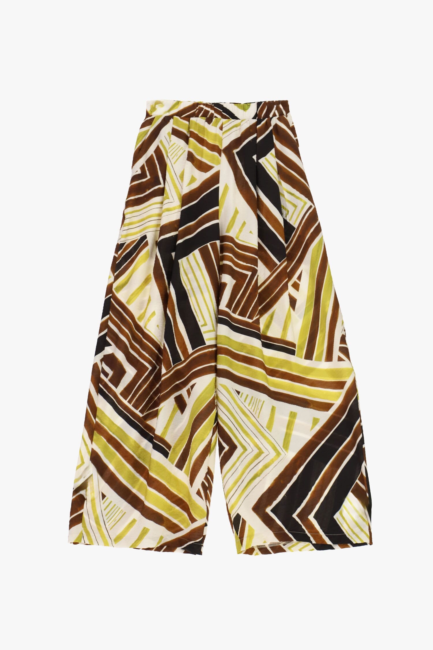 Wide Pleated Geometric Pattern Palace Trousers Please