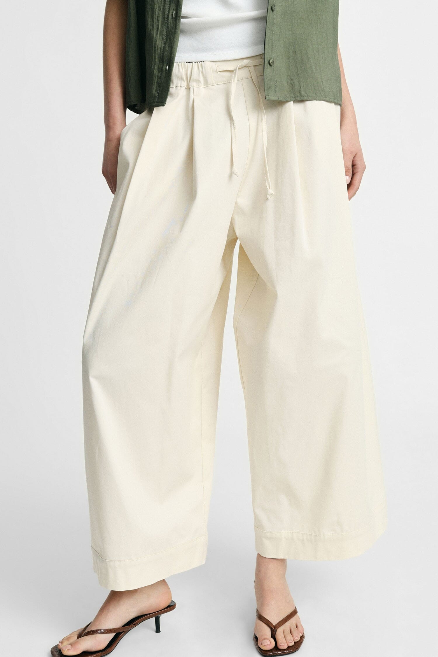 Pantaloni Palazzo Cropped Con Vita Elasticizzata Please