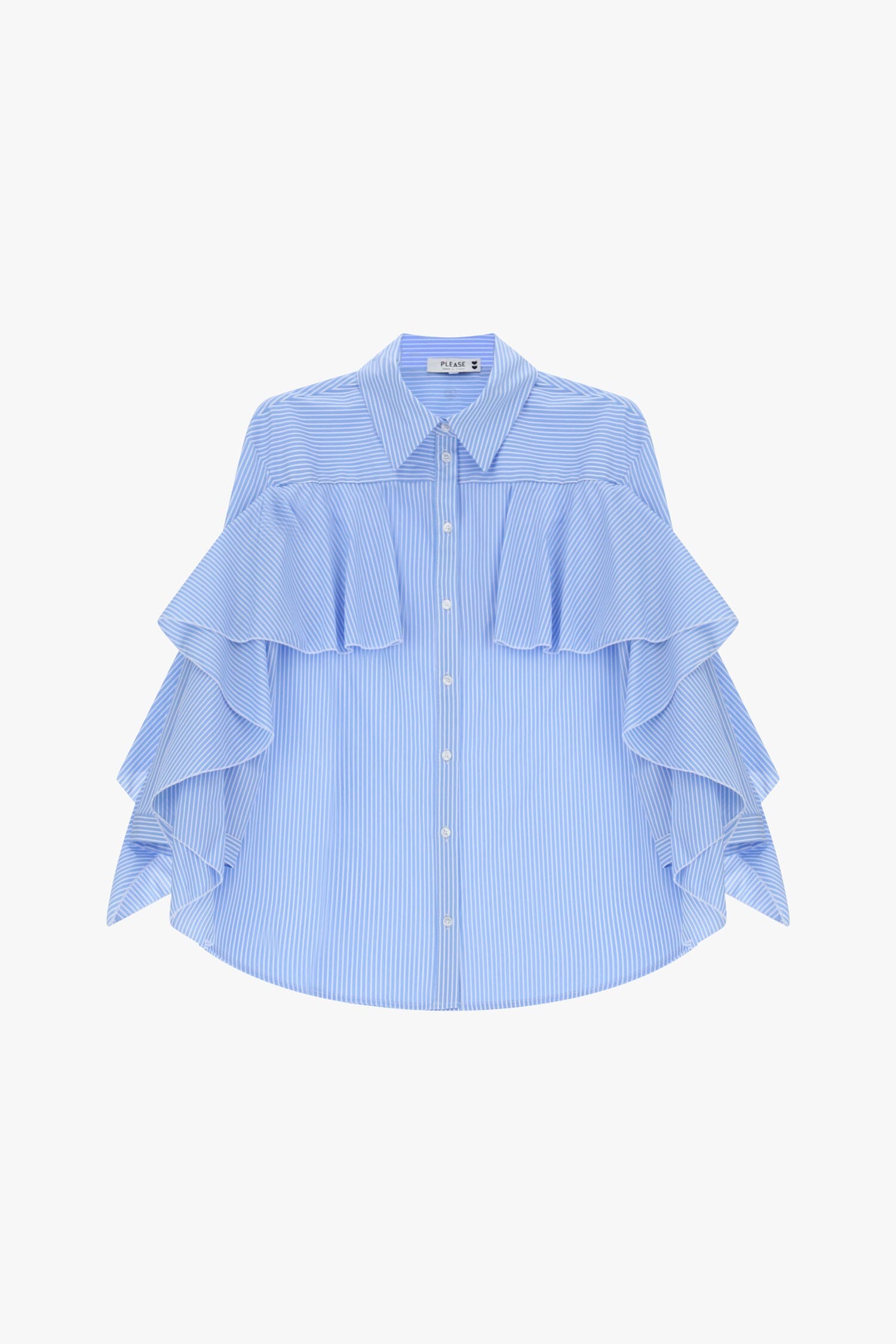 Camicia A Righe Con Balze E Maniche Ampie Please