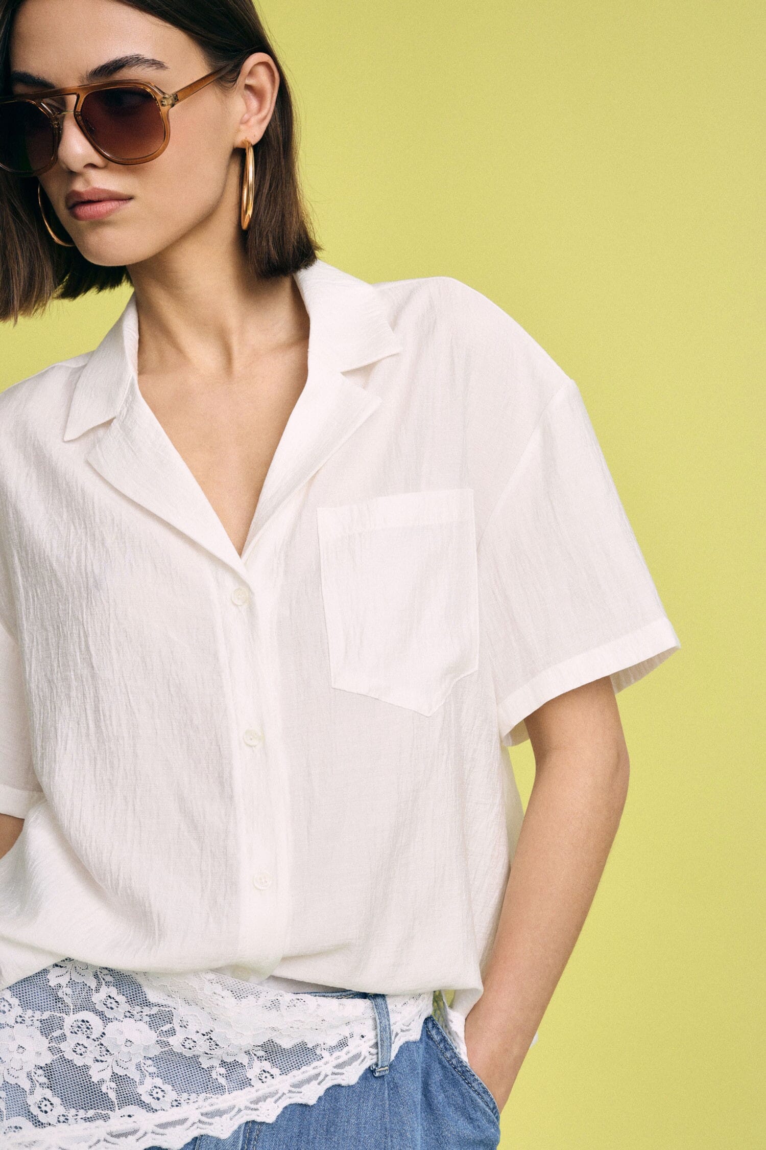 Short Boxy Shirt With Chest Pocket Please