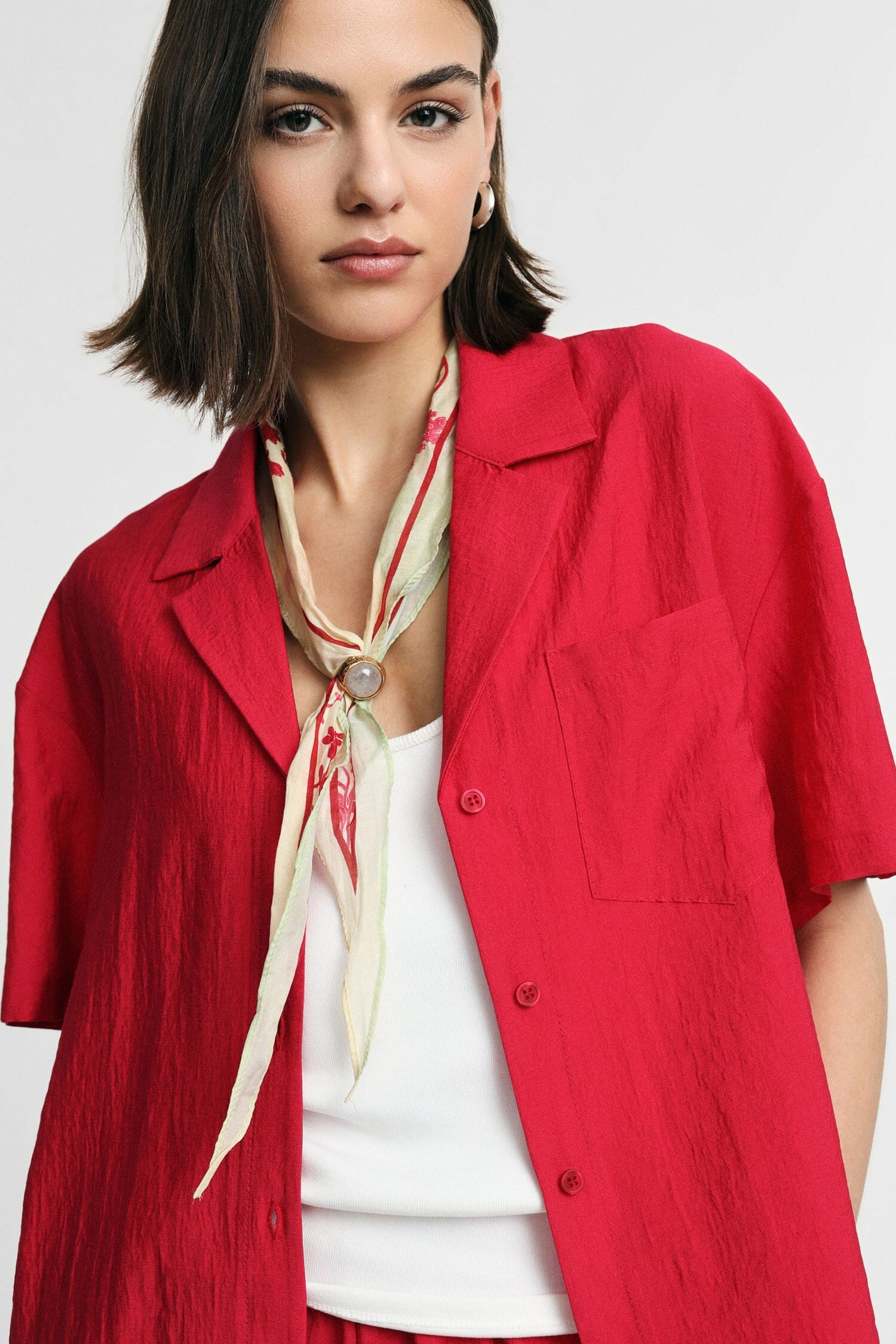 Short Boxy Shirt With Chest Pocket Please