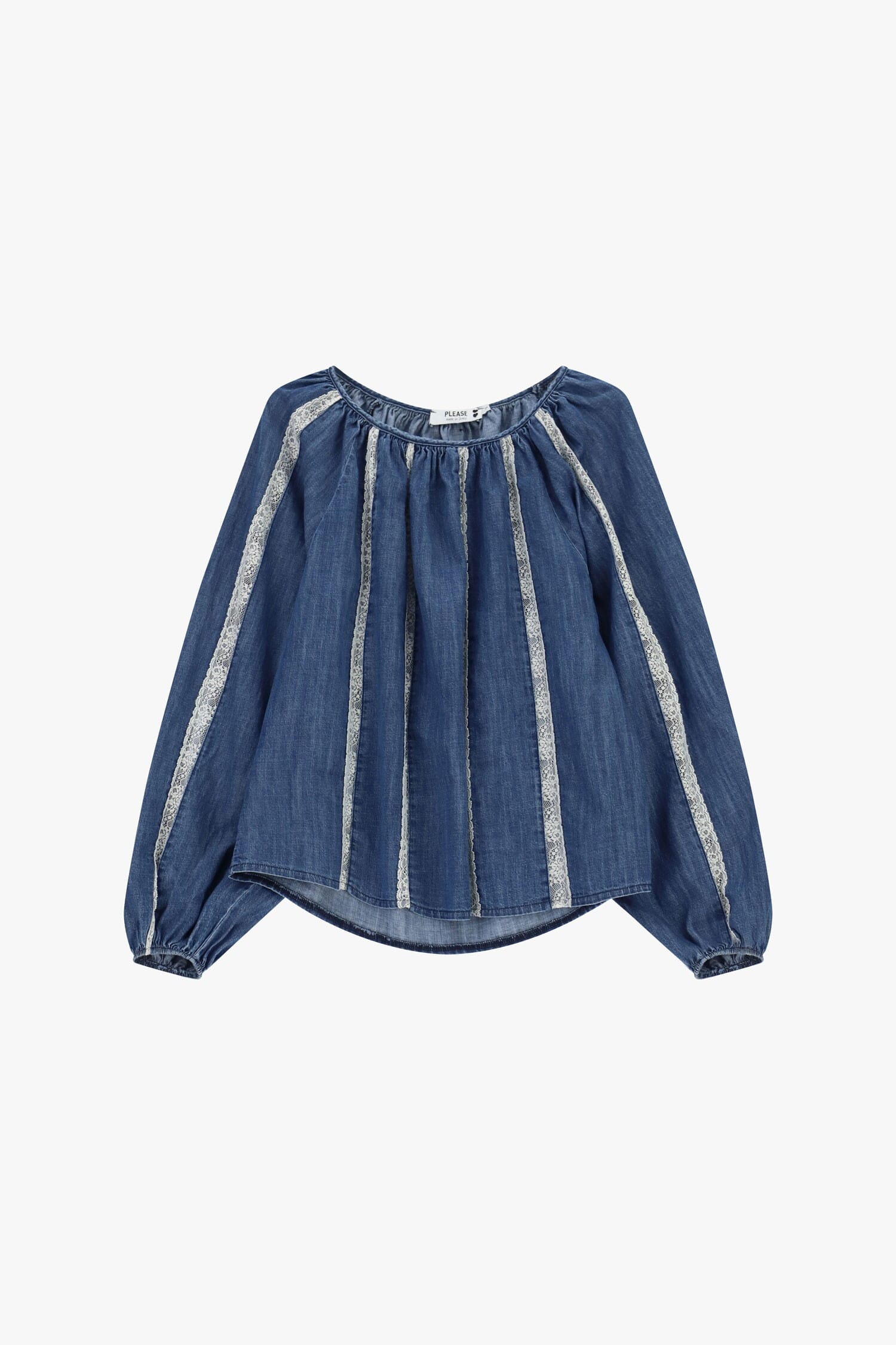 Wide Blouse With Striped Inserts And Long Sleeves Please