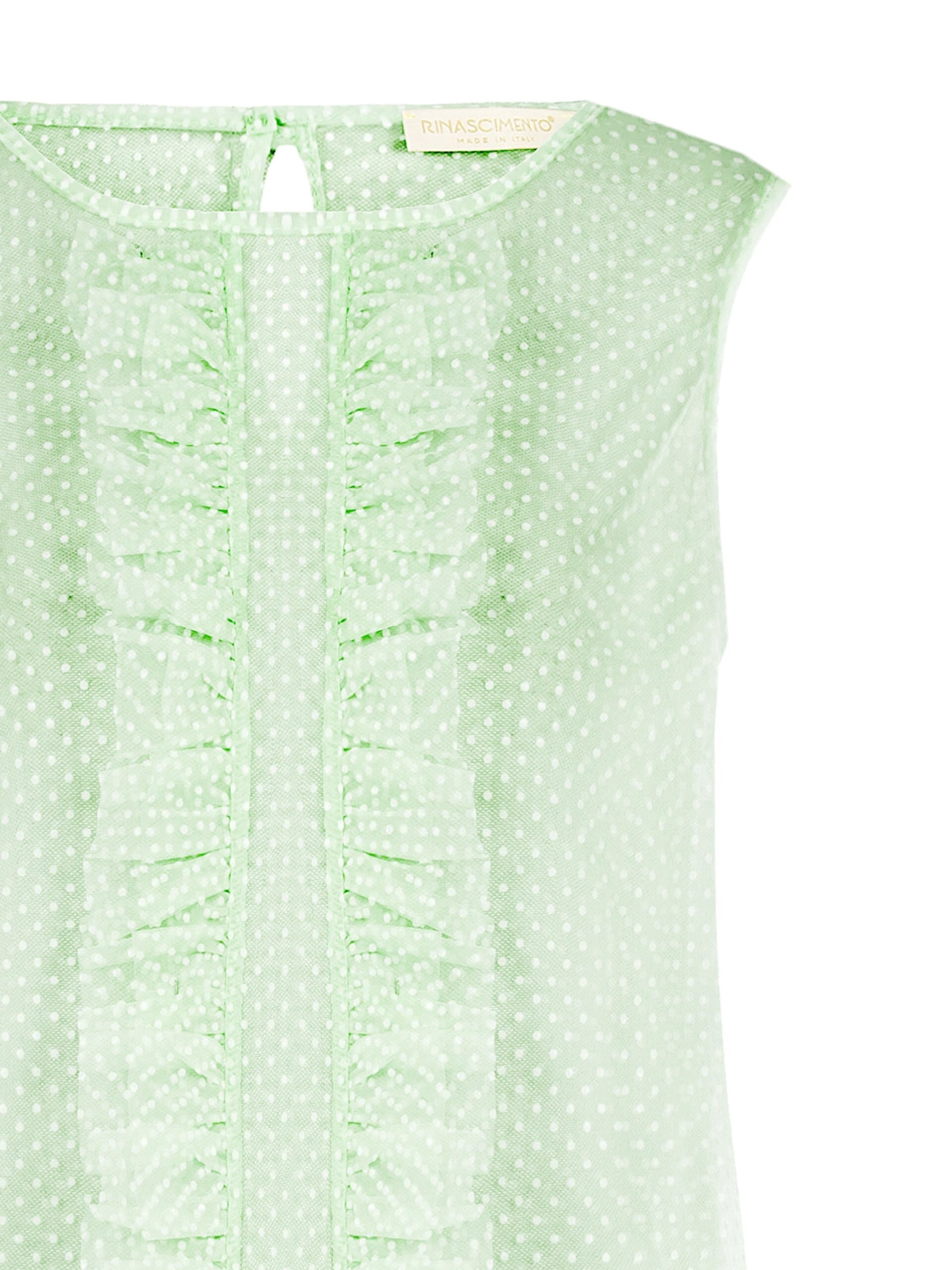 Transparent Polka Dot Tulle Square Blouse With Ruffles Rinascimento