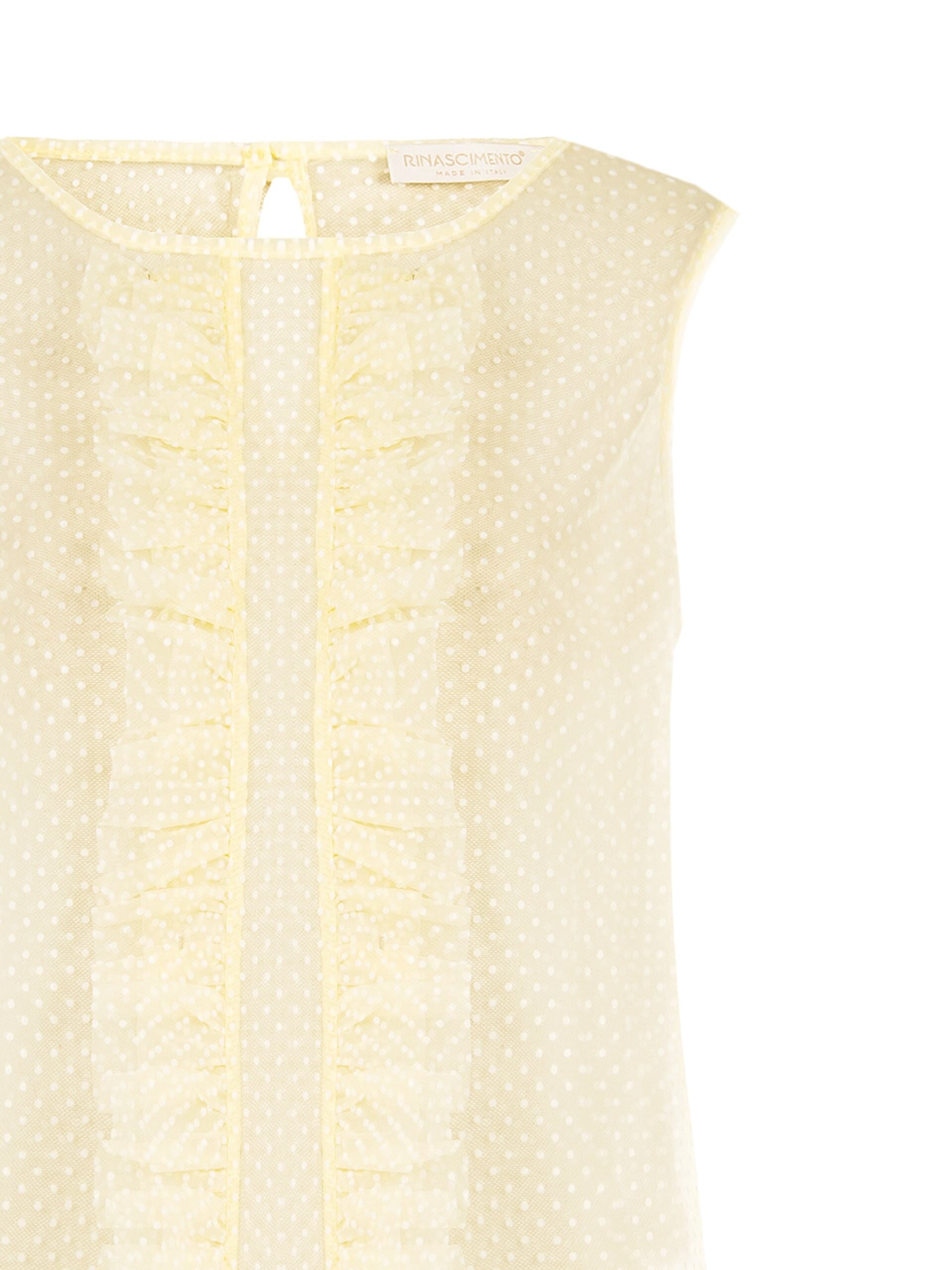 Transparent Polka Dot Tulle Square Blouse With Ruffles Rinascimento