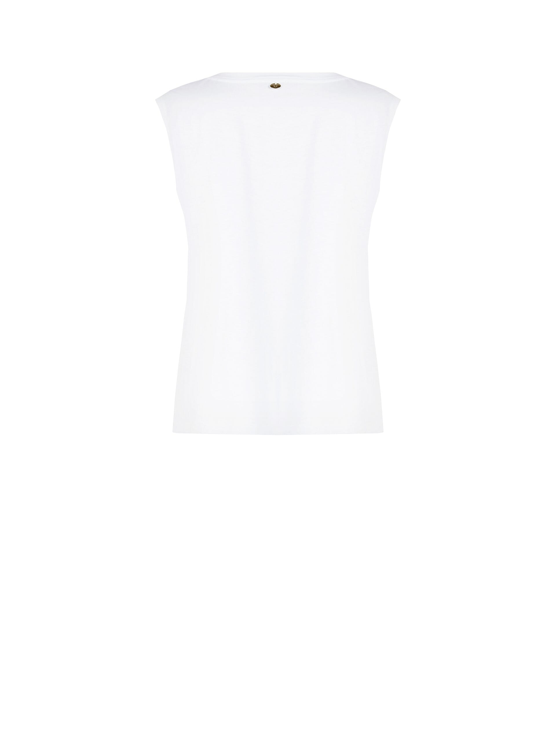 Wide Sleeveless T-Shirt With Maxi Print And Star Shaped Studs Rinascimento