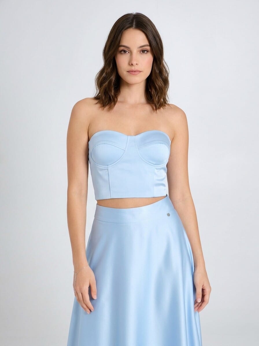 Rinascimento Satin Crop Top Corset With Cups