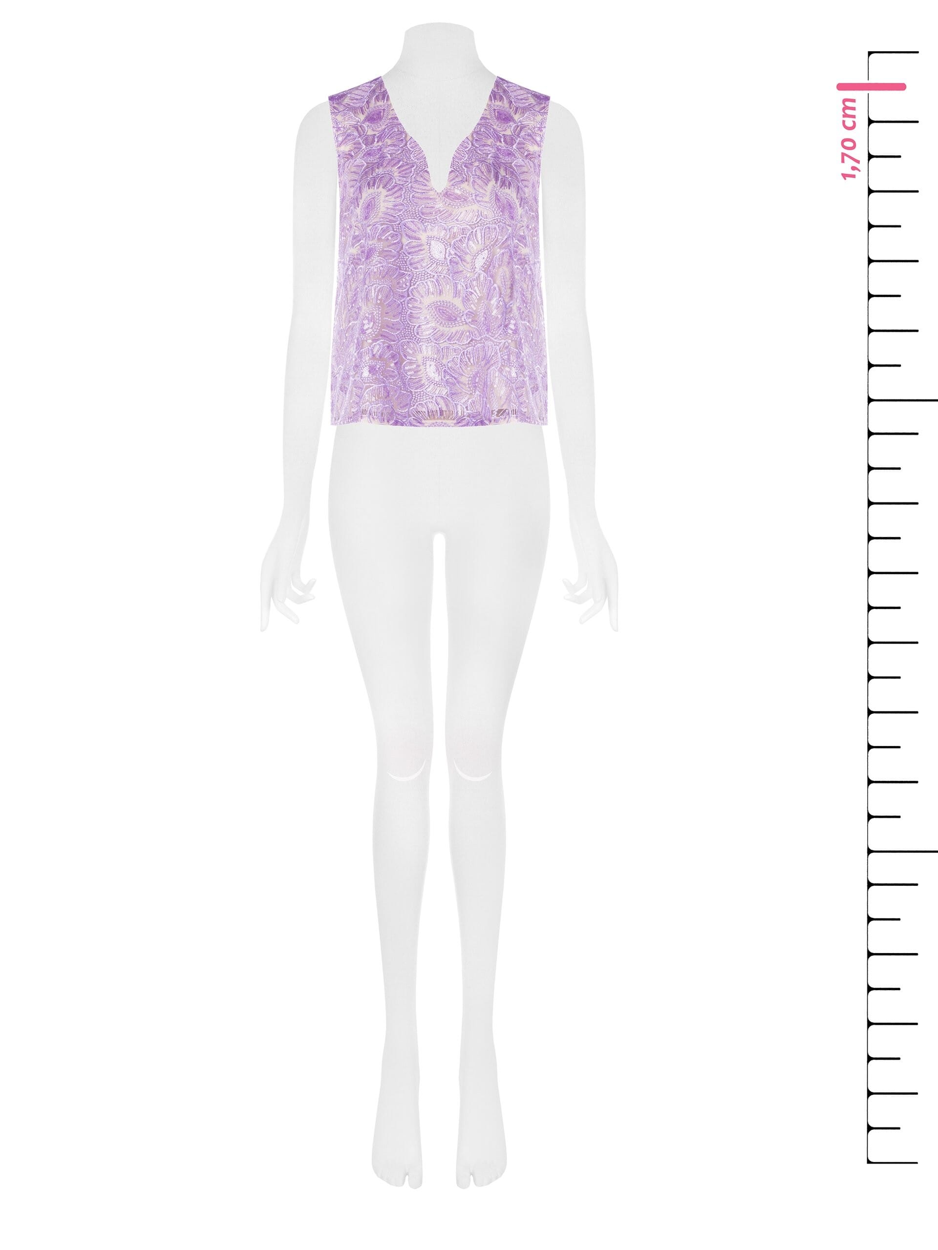 Rinascimento Embroidered Tulle Embroidered Sequined V-Neckline Pleated Top