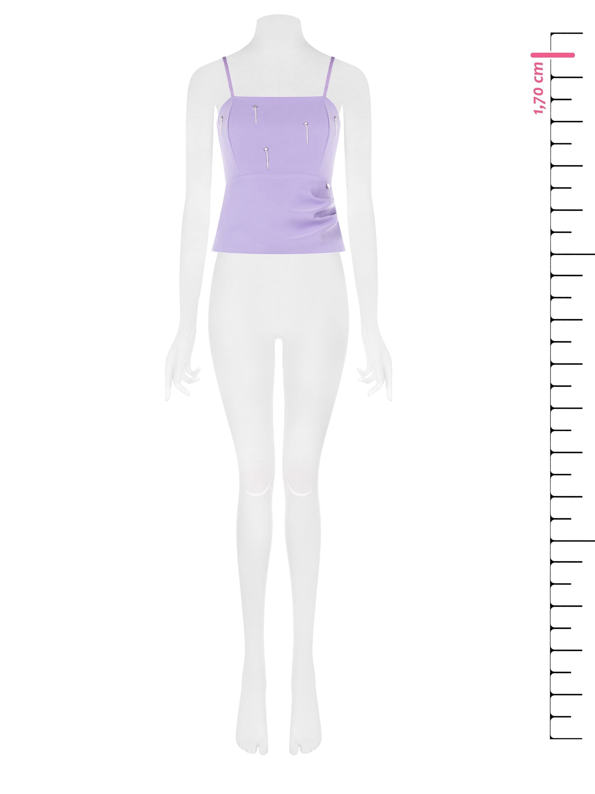 Crop Top Bustier In Technical Fabric With Rhinestones Rinascimento