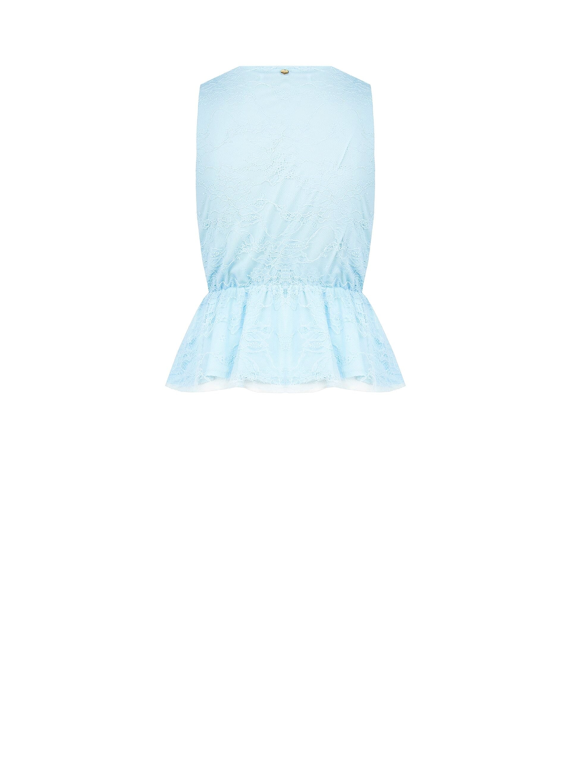 Rinascimento Cross V-Neck Lace Peplum Top