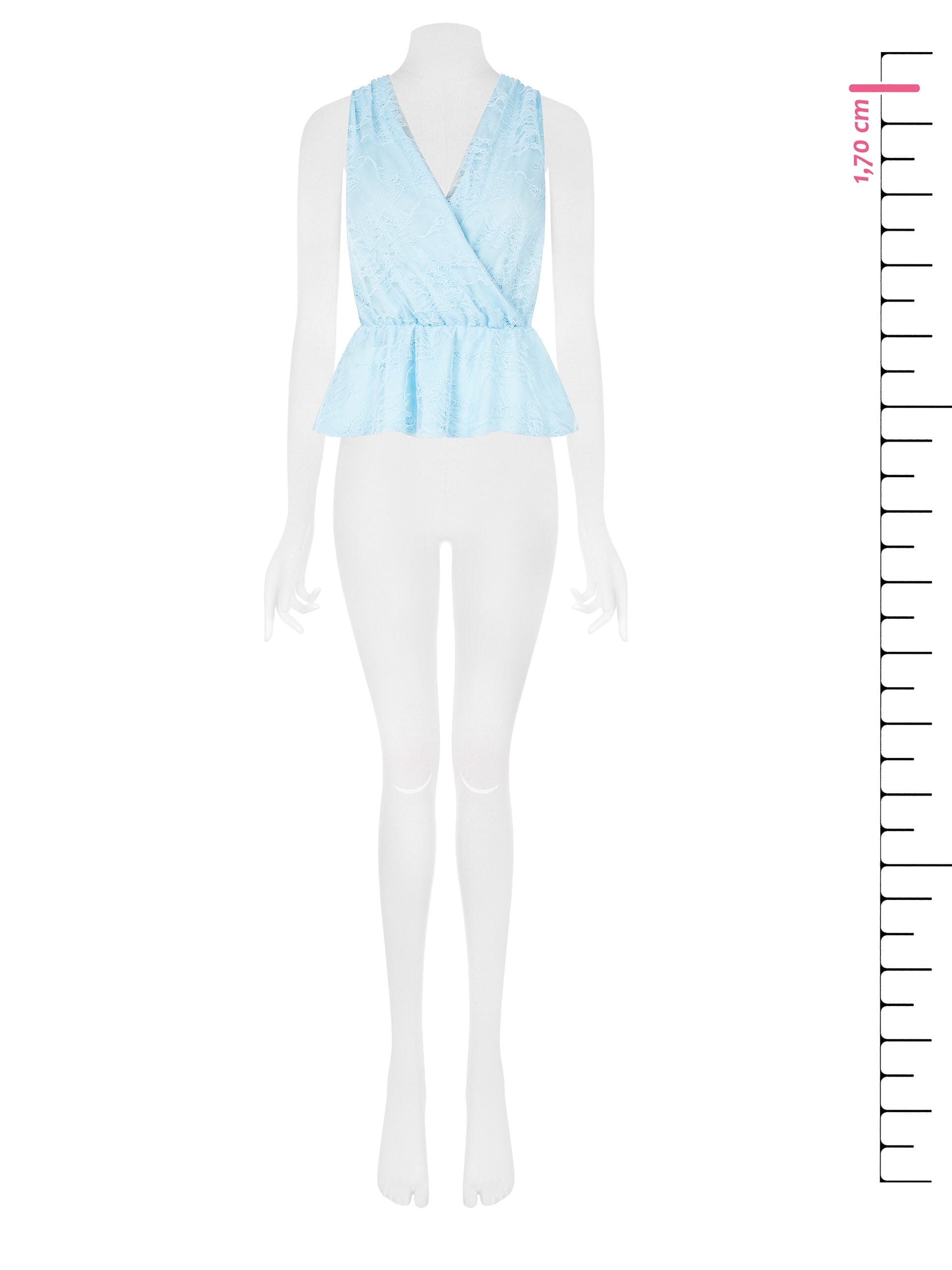 Rinascimento Cross V-Neck Lace Peplum Top