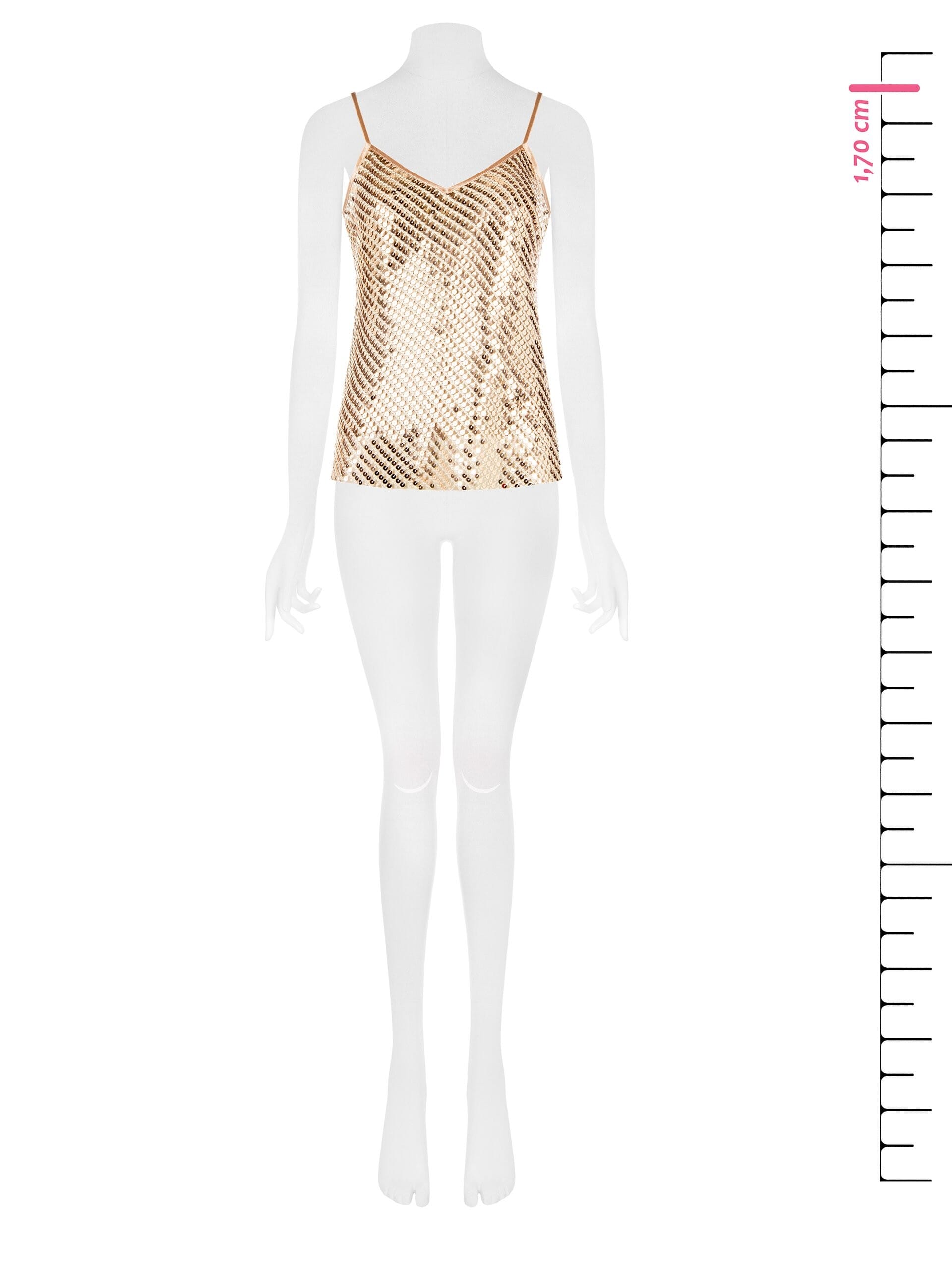 Fluid Mesh Top Covered In Sequins Rinascimento
