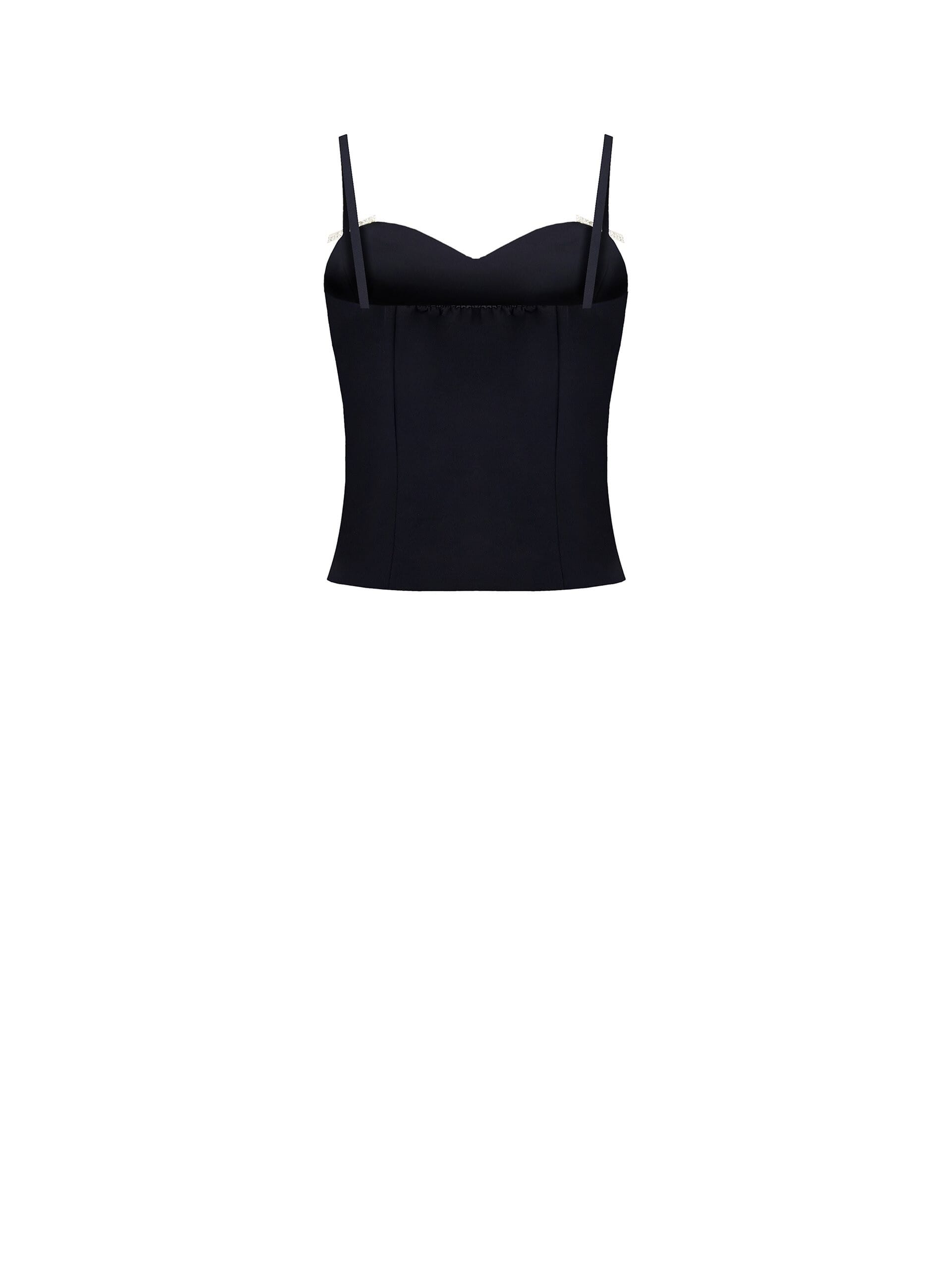 Technical Fabric Bustier Top With Rhinestone Bow Pins Rinascimento