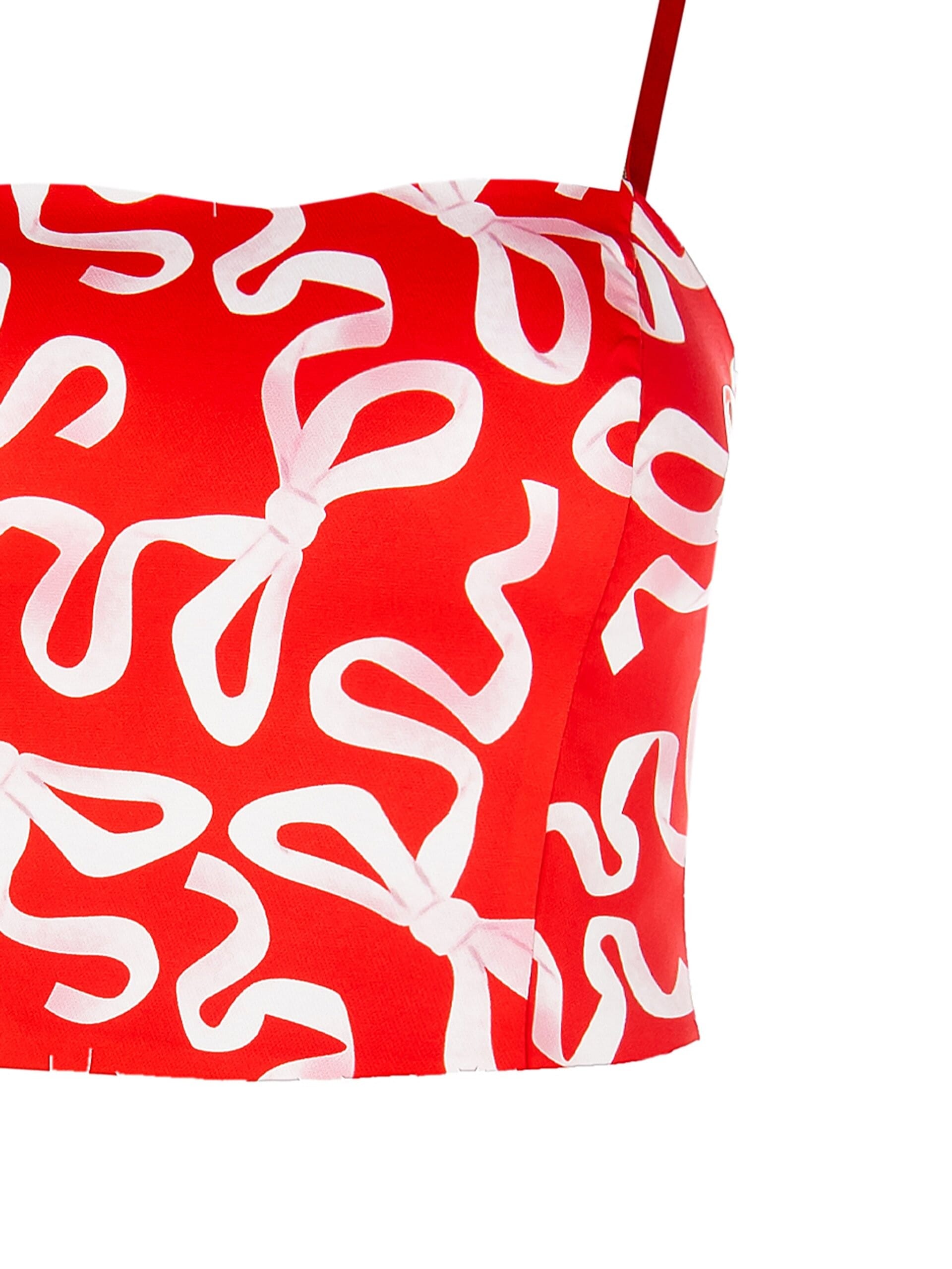 Bustier Crop Top with Bow Pattern Rinascimento